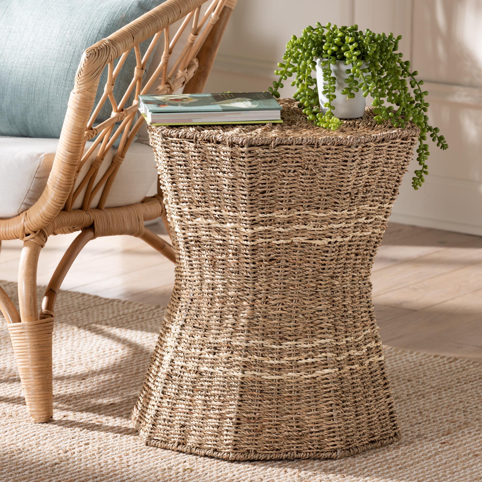 bali & pari Idoya Modern Bohemian Seagrass End Table