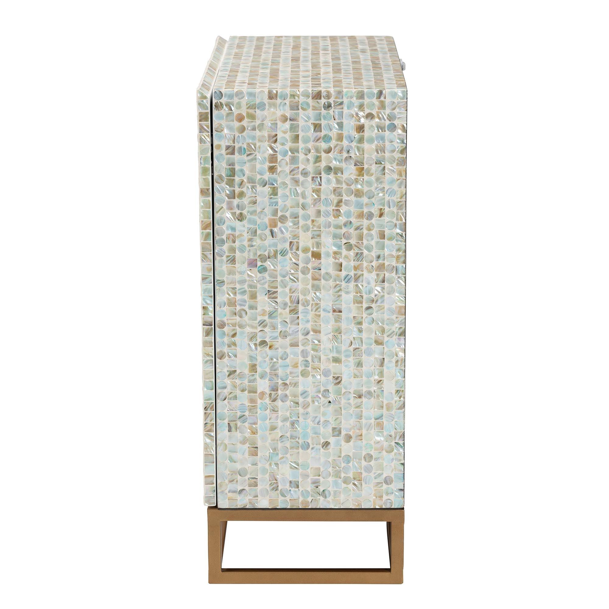 Quintus Modern Bohemian Multicolor Mother of Pearl and Metal Storage Cabinet