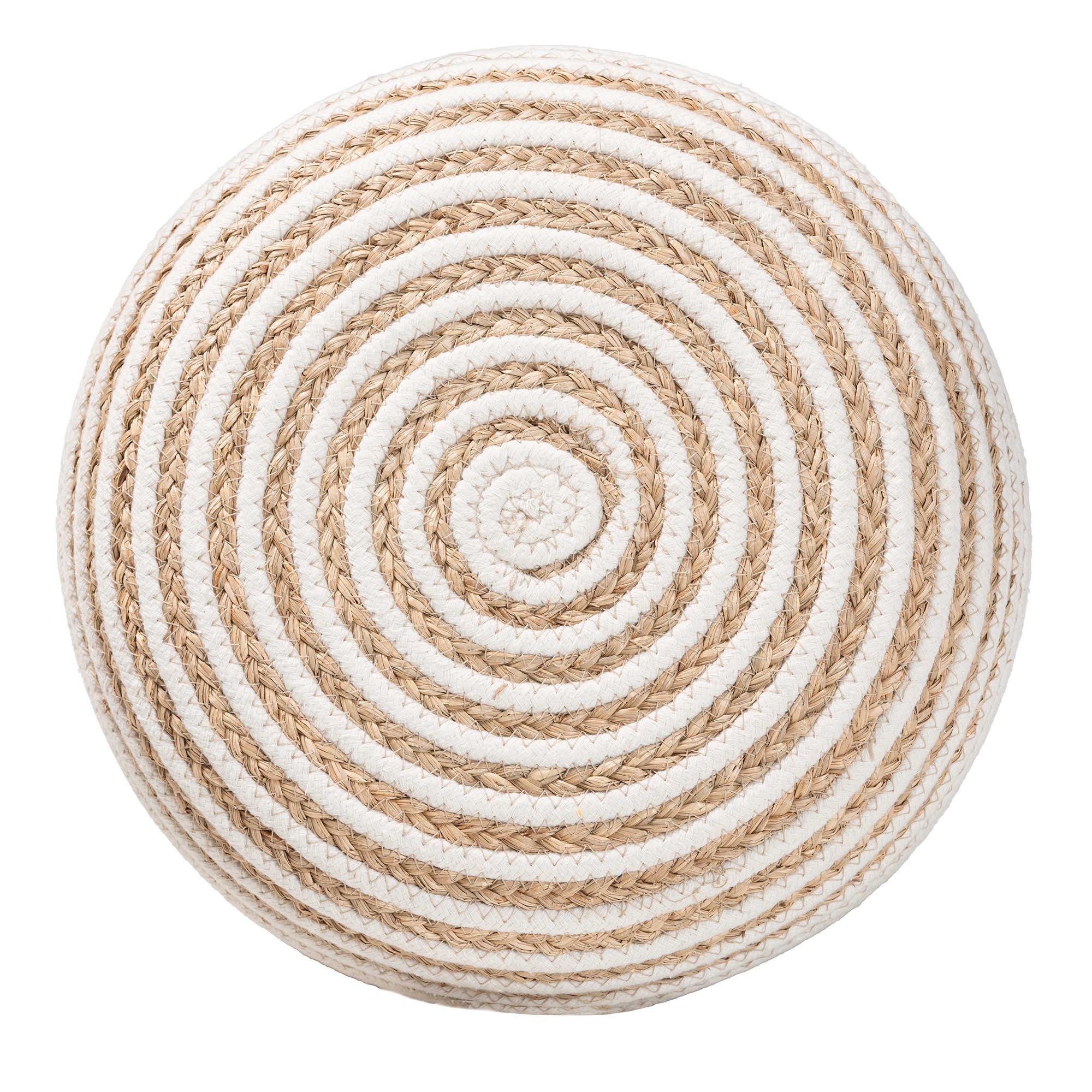 bali & pari Nequiel Modern Bohemian Seagrass and Woven Rope Ottoman Footstool