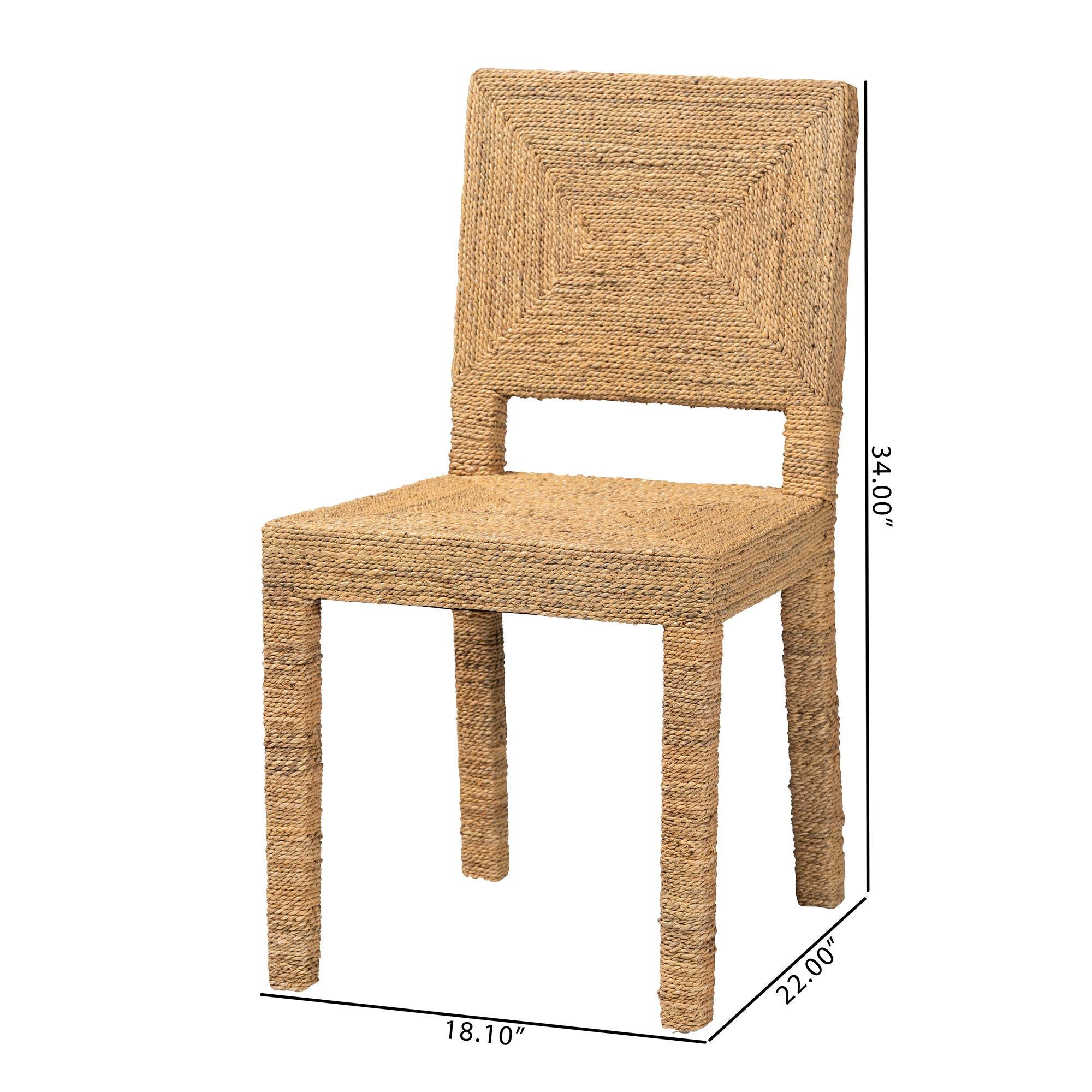 bali & pari Anfield Modern Bohemian Seagrass and Mahogany Wood Dining Chair