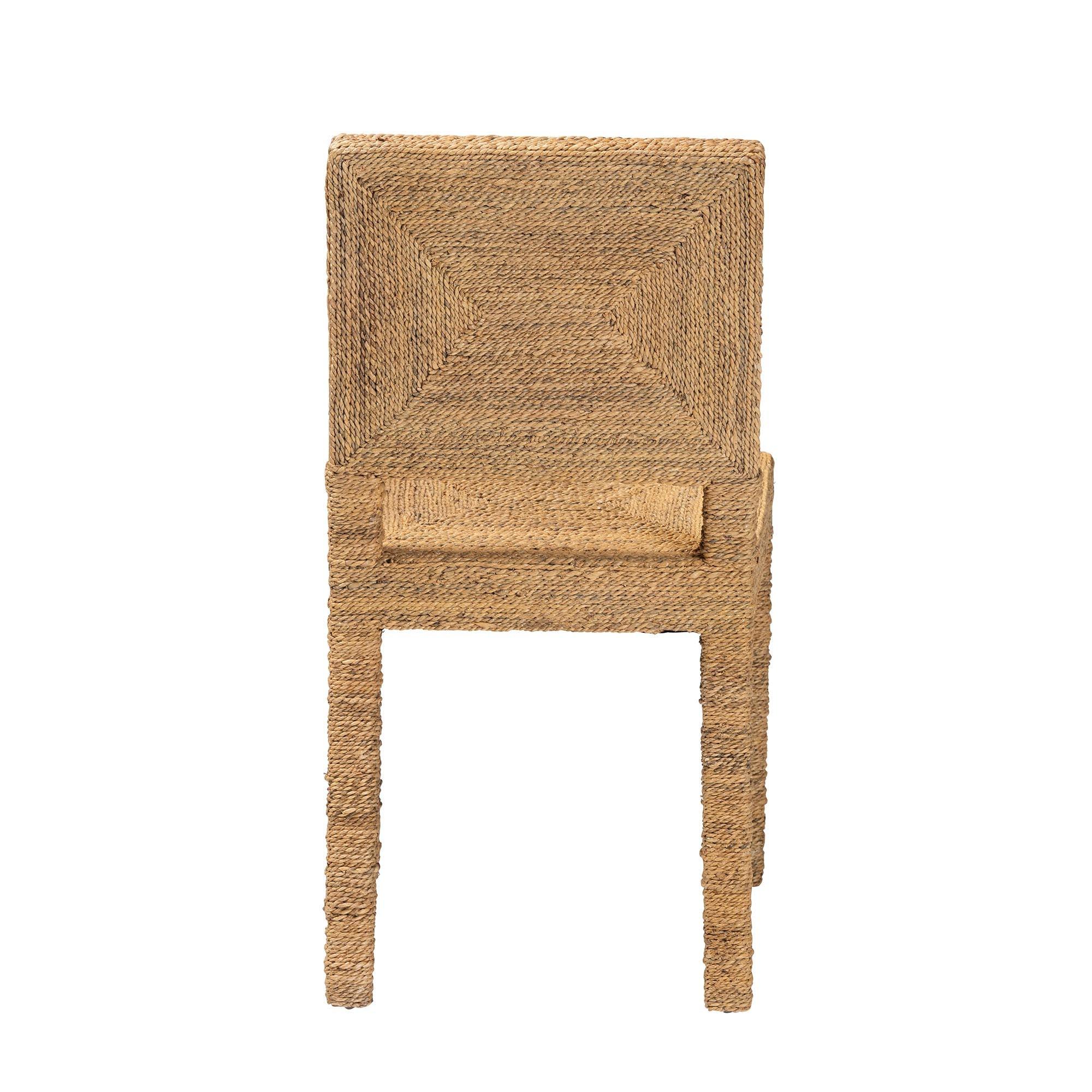 bali & pari Anfield Modern Bohemian Seagrass and Mahogany Wood Dining Chair