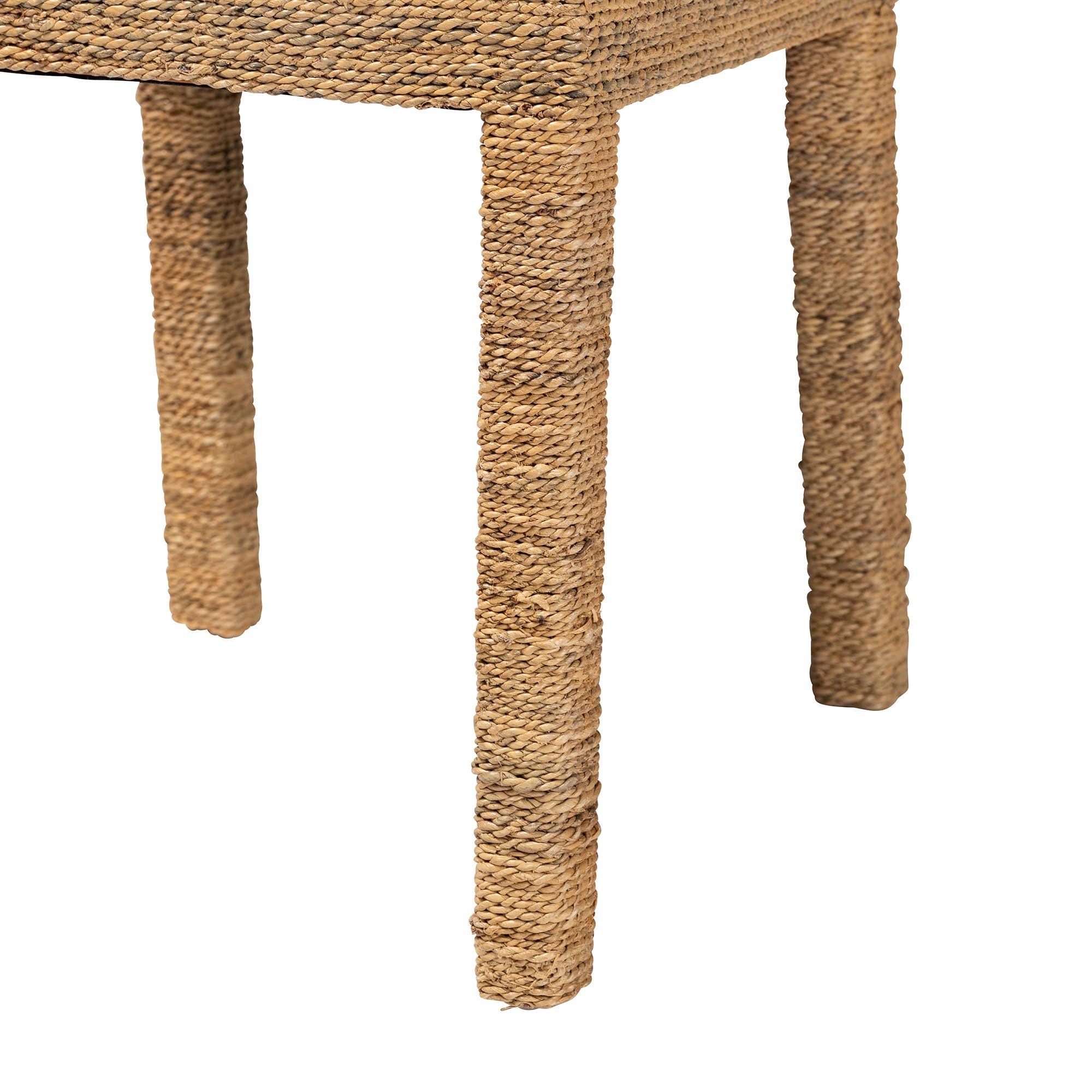 bali & pari Anfield Modern Bohemian Seagrass and Mahogany Wood Dining Chair