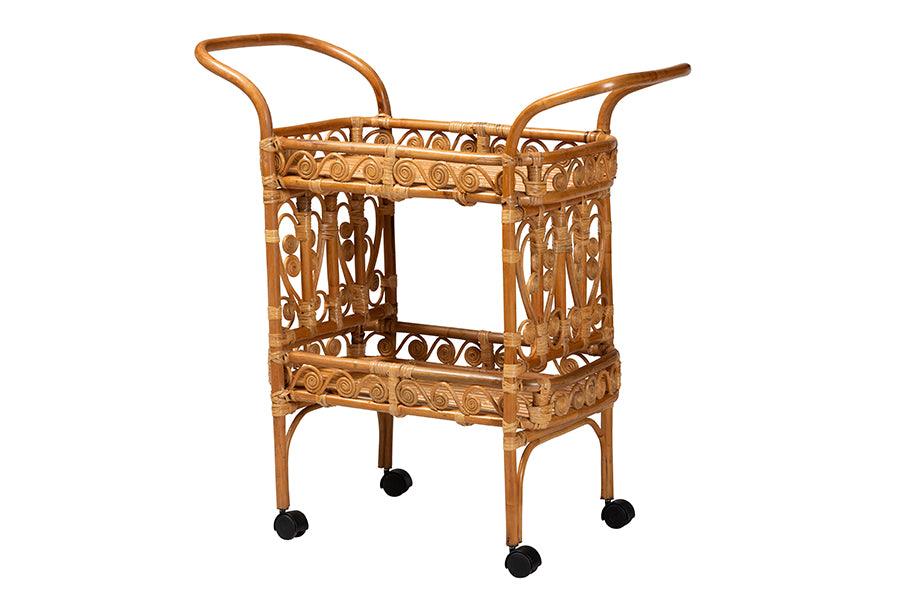 bali & pari Diwata Modern Bohemian Rattan Kitchen Cart