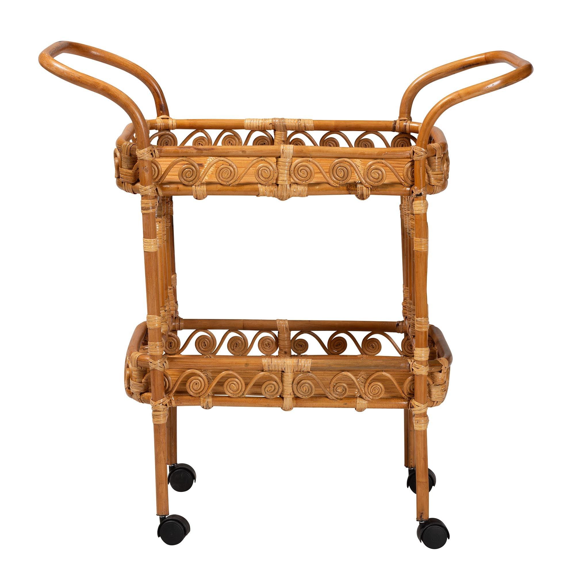 bali & pari Diwata Modern Bohemian Rattan Kitchen Cart