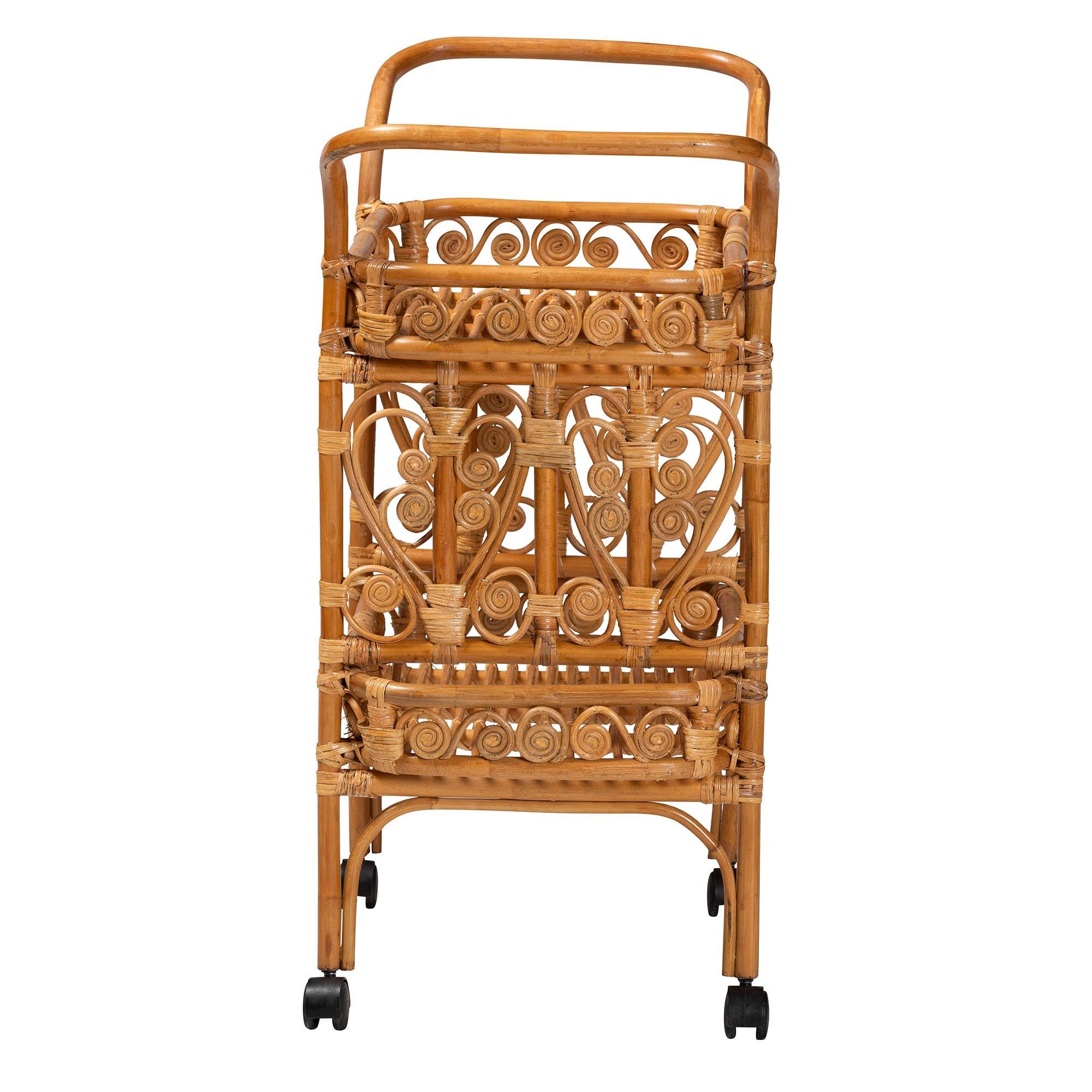 bali & pari Diwata Modern Bohemian Rattan Kitchen Cart