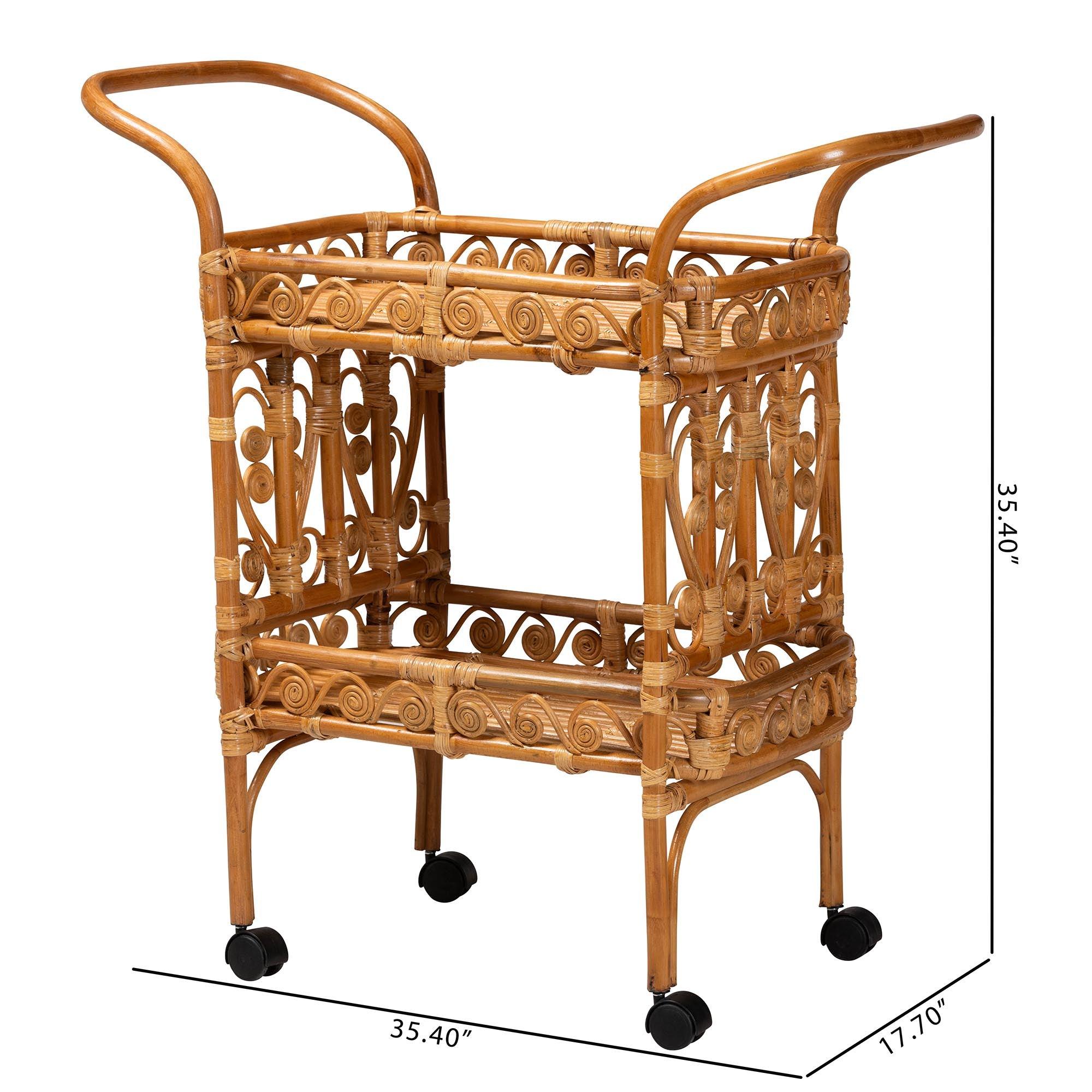 bali & pari Diwata Modern Bohemian Rattan Kitchen Cart