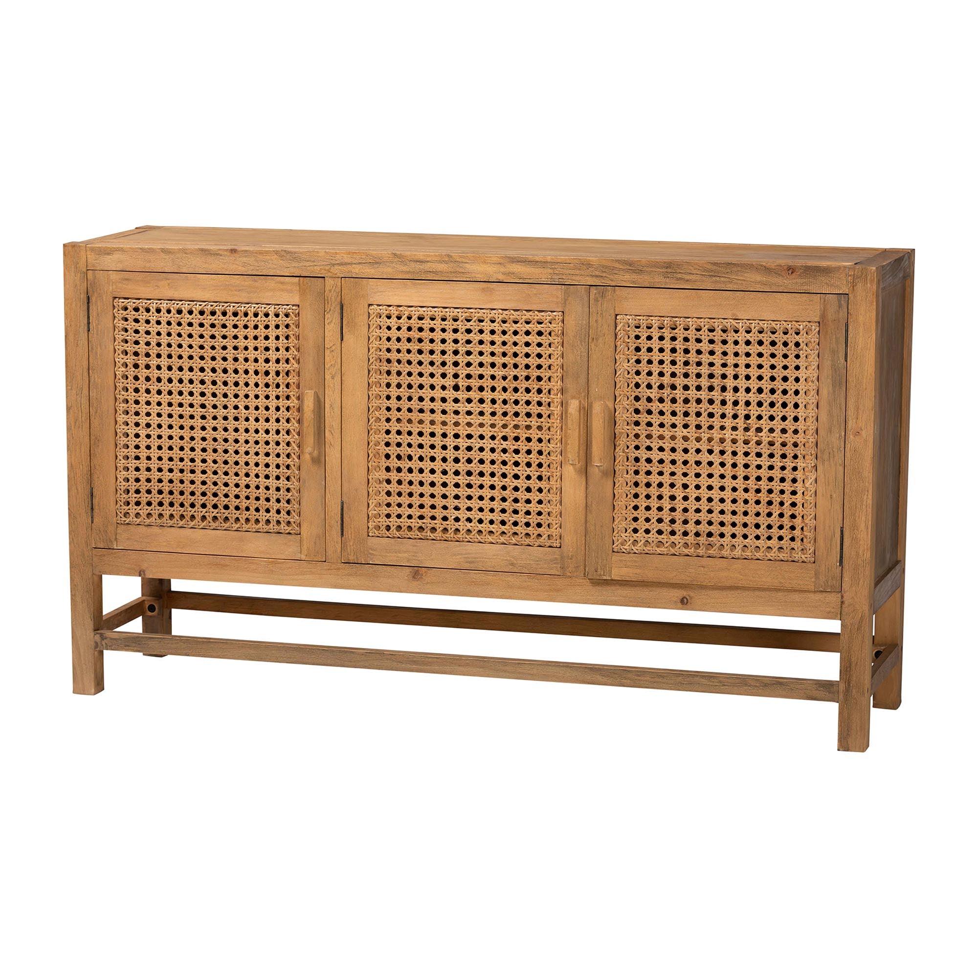 bali & pari Sibu Bohemian Rattan and Reclaimed Wood Cabinet