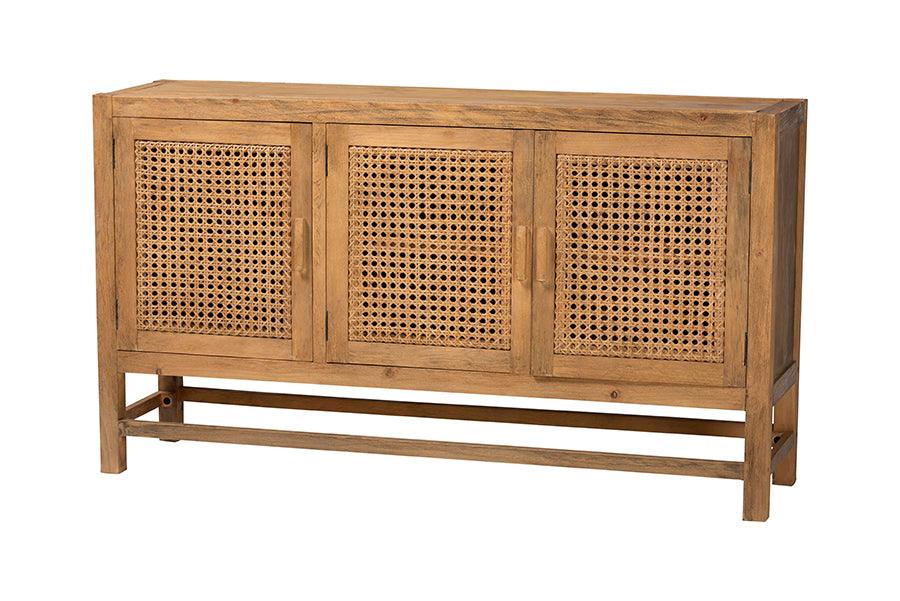 bali & pari Sibu Bohemian Rattan and Reclaimed Wood Cabinet