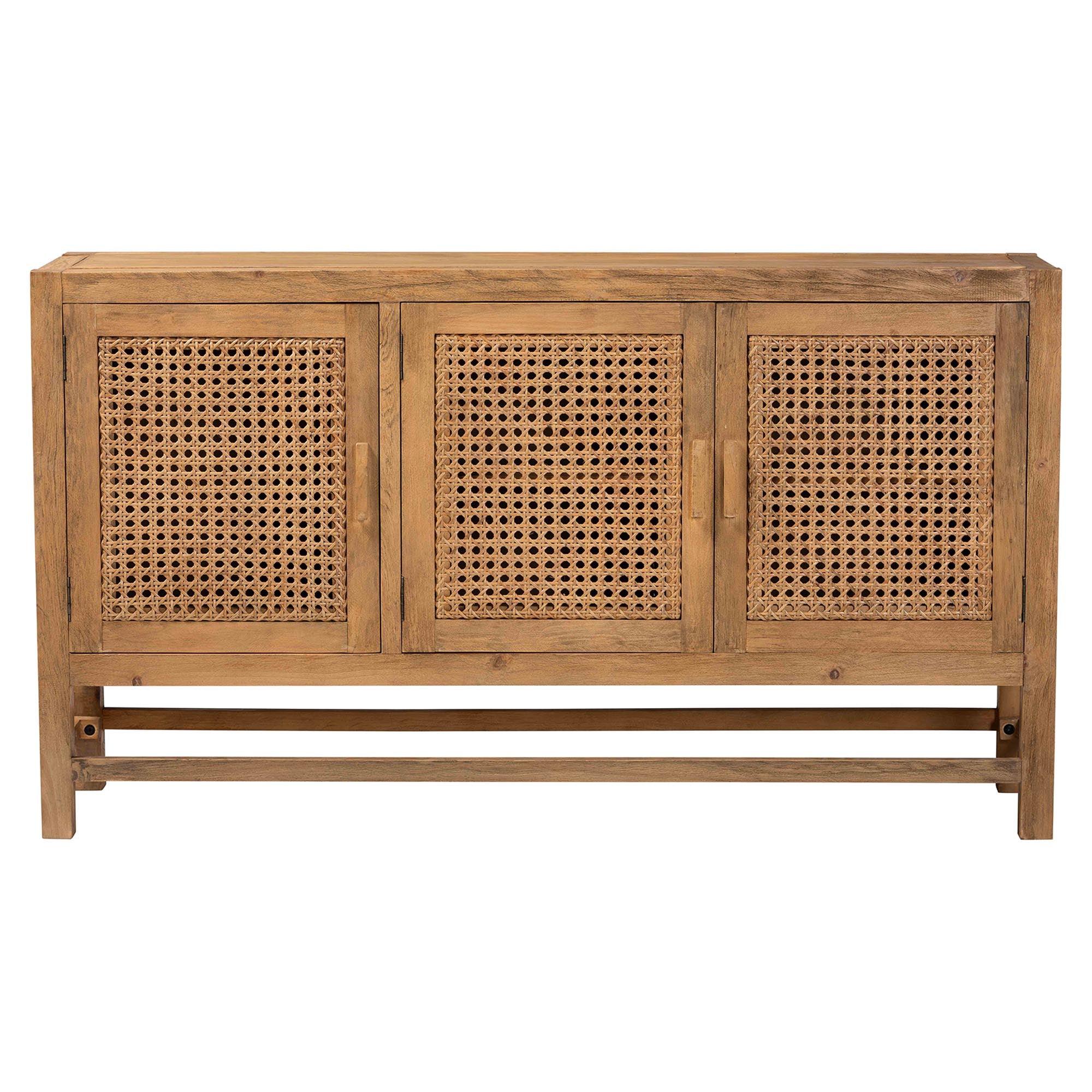 bali & pari Sibu Bohemian Rattan and Reclaimed Wood Cabinet