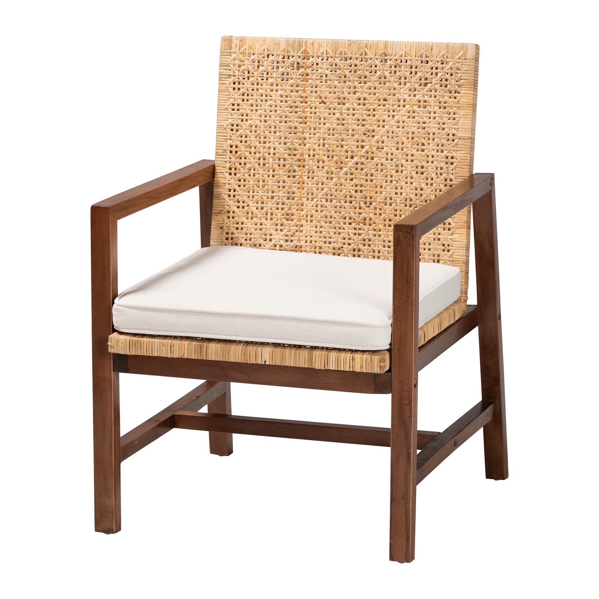 bali & pari Lovina Bohemian Light Honey Rattan and Acacia Wood Arm Chair