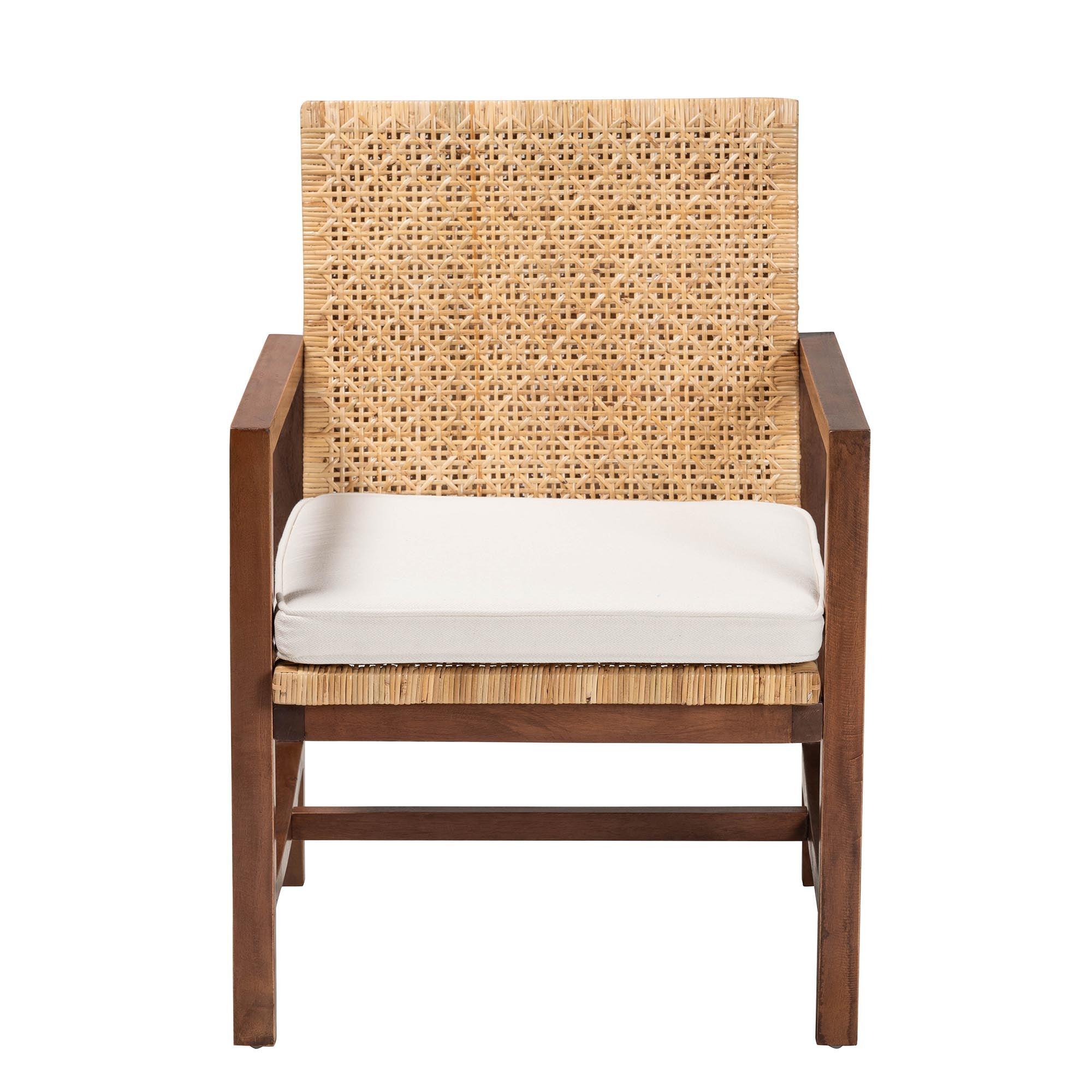 bali & pari Lovina Bohemian Light Honey Rattan and Acacia Wood Arm Chair