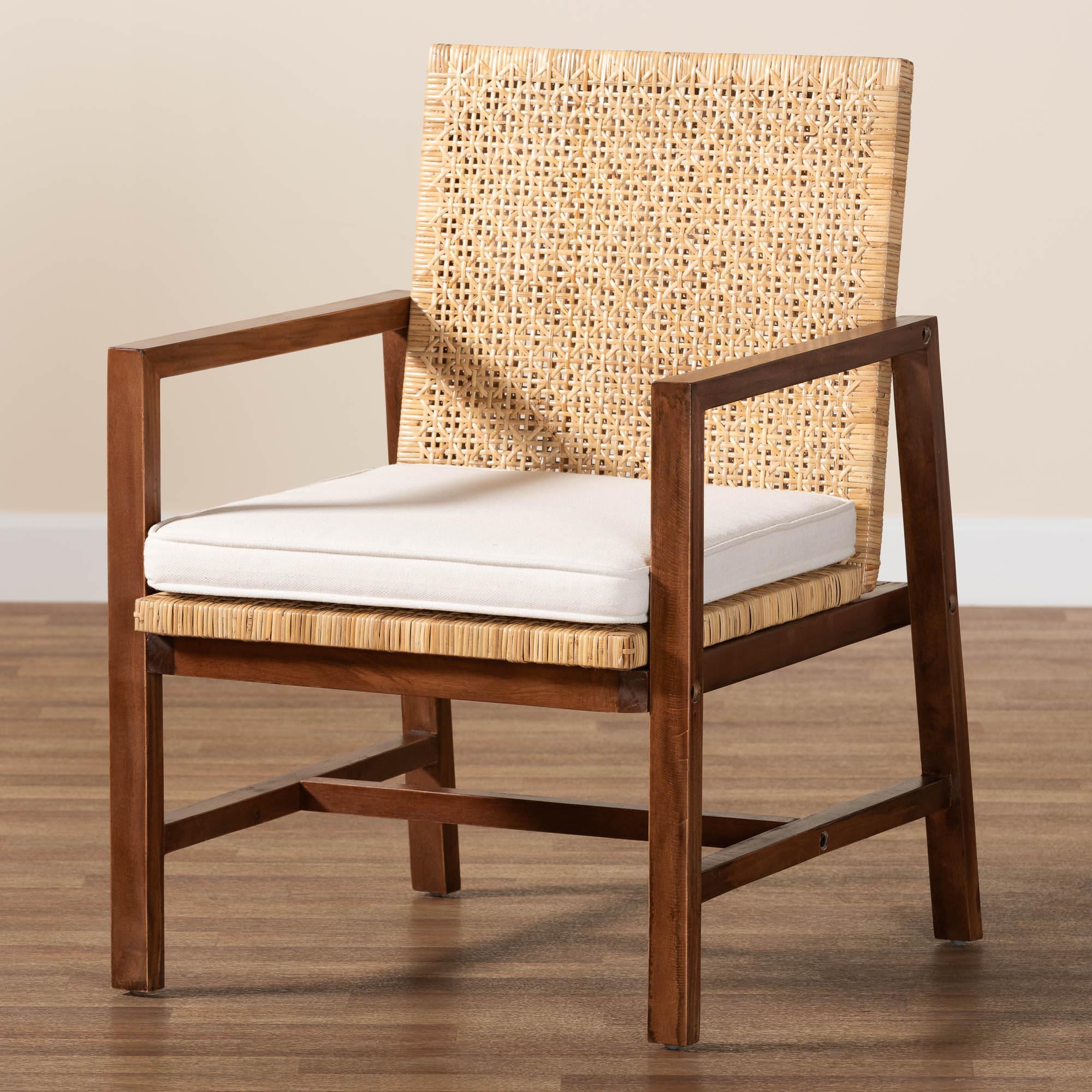 bali & pari Lovina Bohemian Light Honey Rattan and Acacia Wood Arm Chair