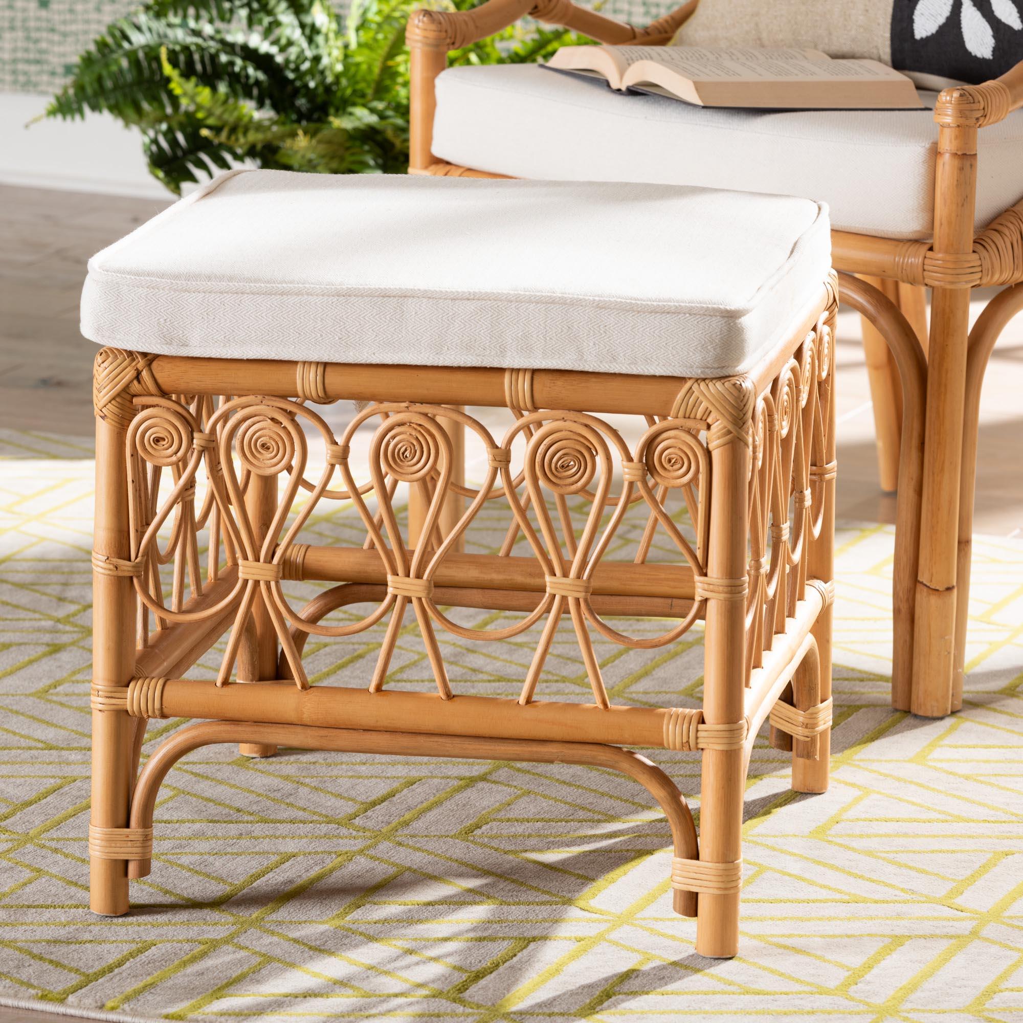 bali & pari Ibiza Modern bohemian Rattan Footstool