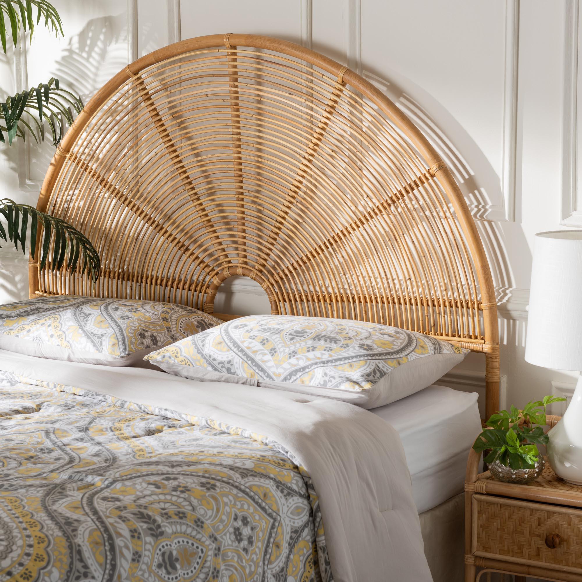 bali & pari Nina Modern Bohemian Honey Rattan Standalone Headboard