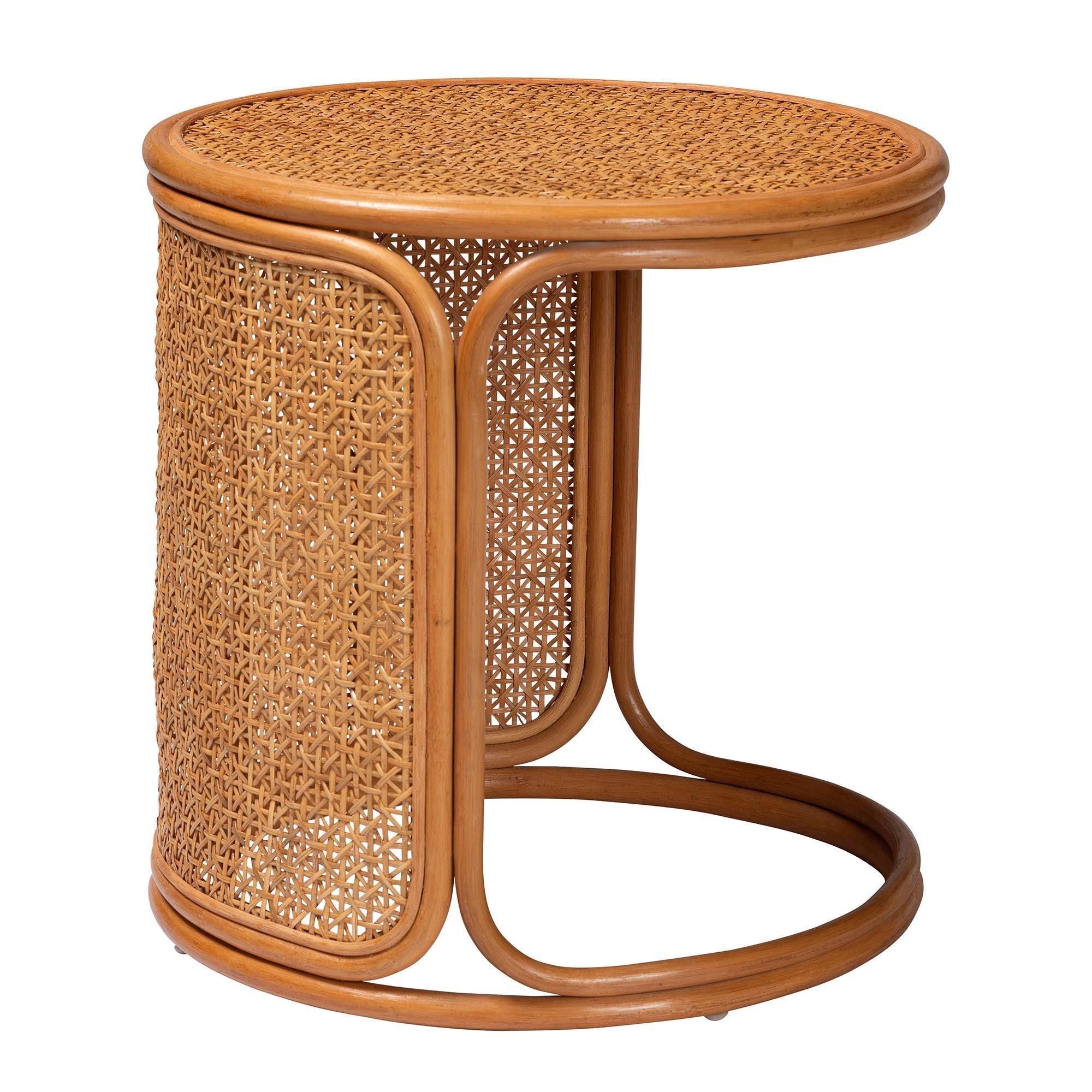 bali & pari Eldon Bohemian Honey Rattan Large End Table