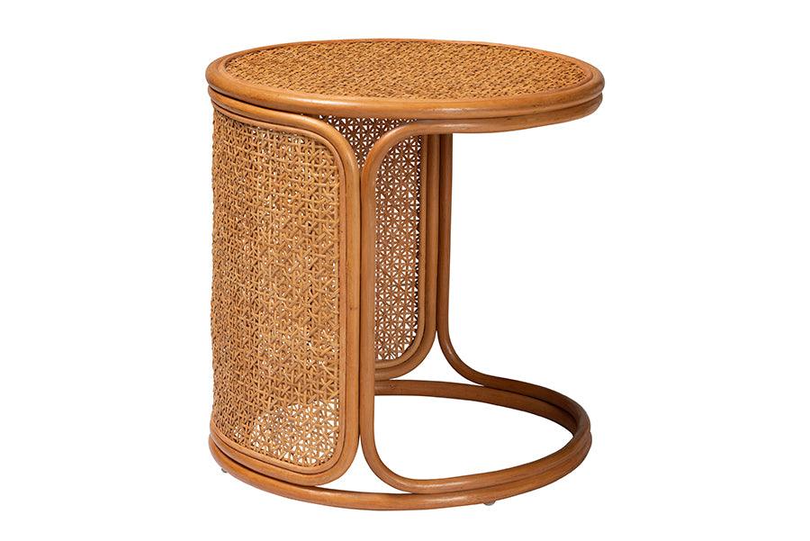 bali & pari Eldon Bohemian Honey Rattan Large End Table