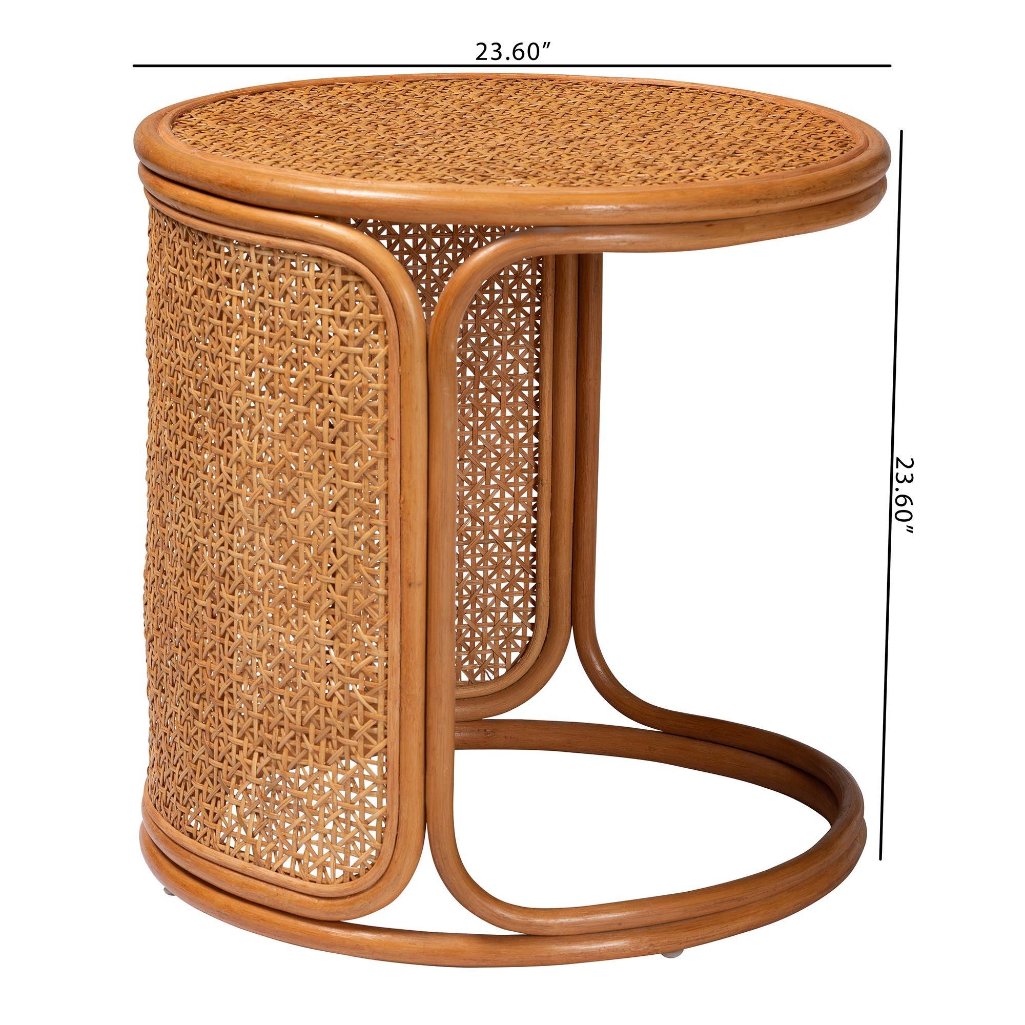 bali & pari Eldon Bohemian Honey Rattan Large End Table