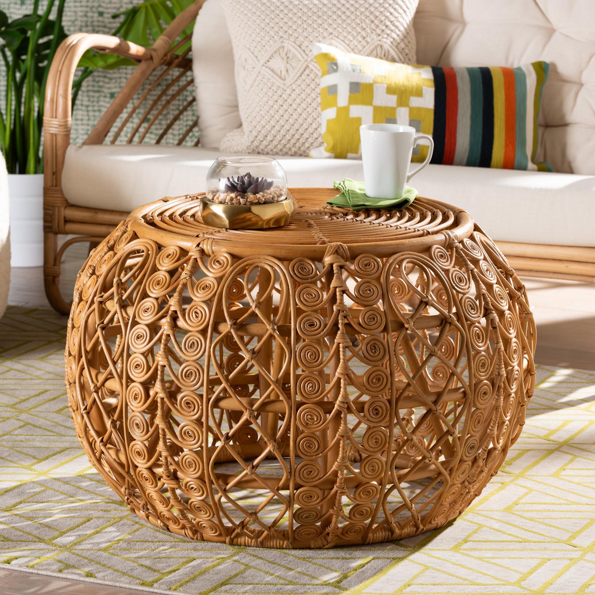 bali & pari Tiramisu Modern Bohemian Rattan Coffee Table