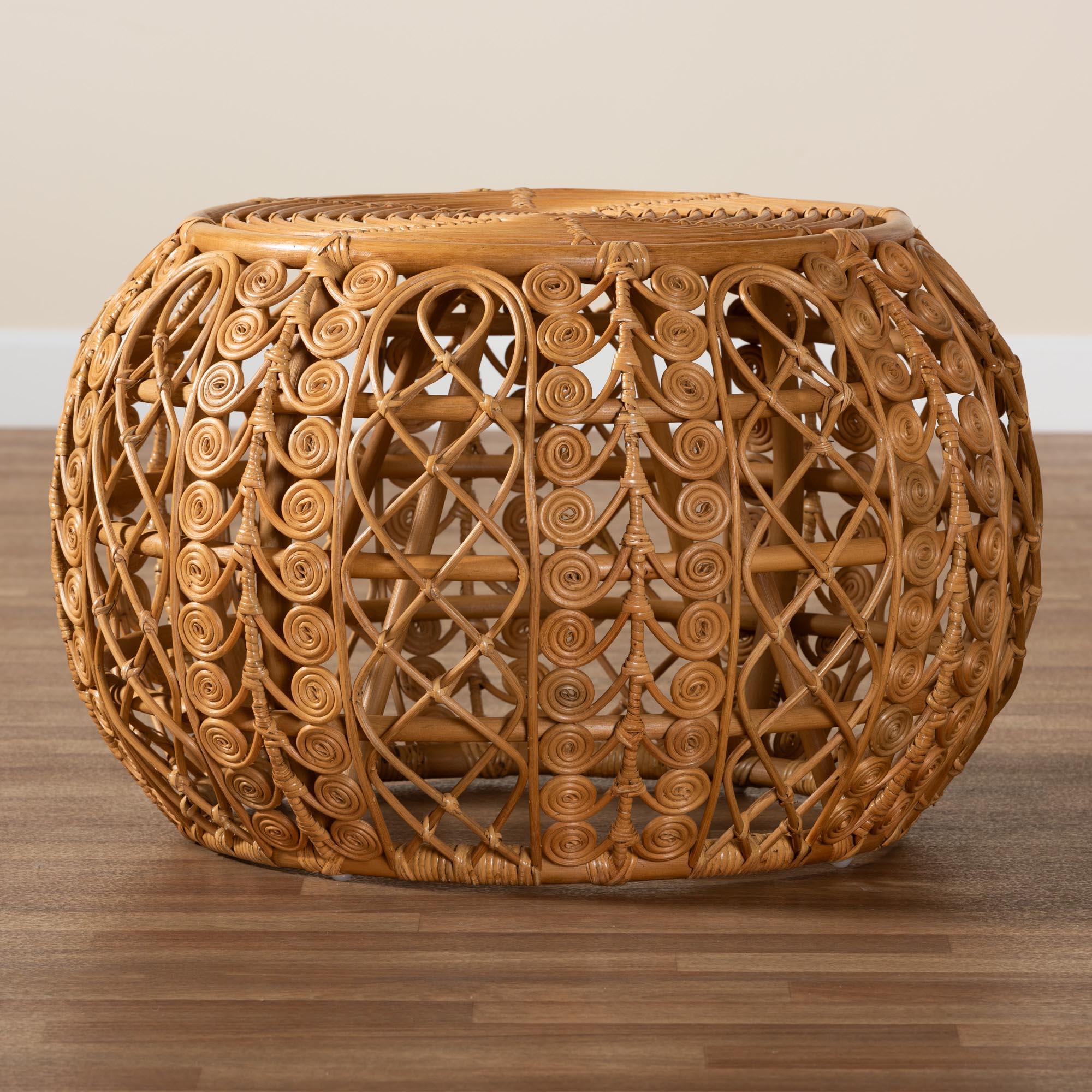 bali & pari Tiramisu Modern Bohemian Rattan Coffee Table