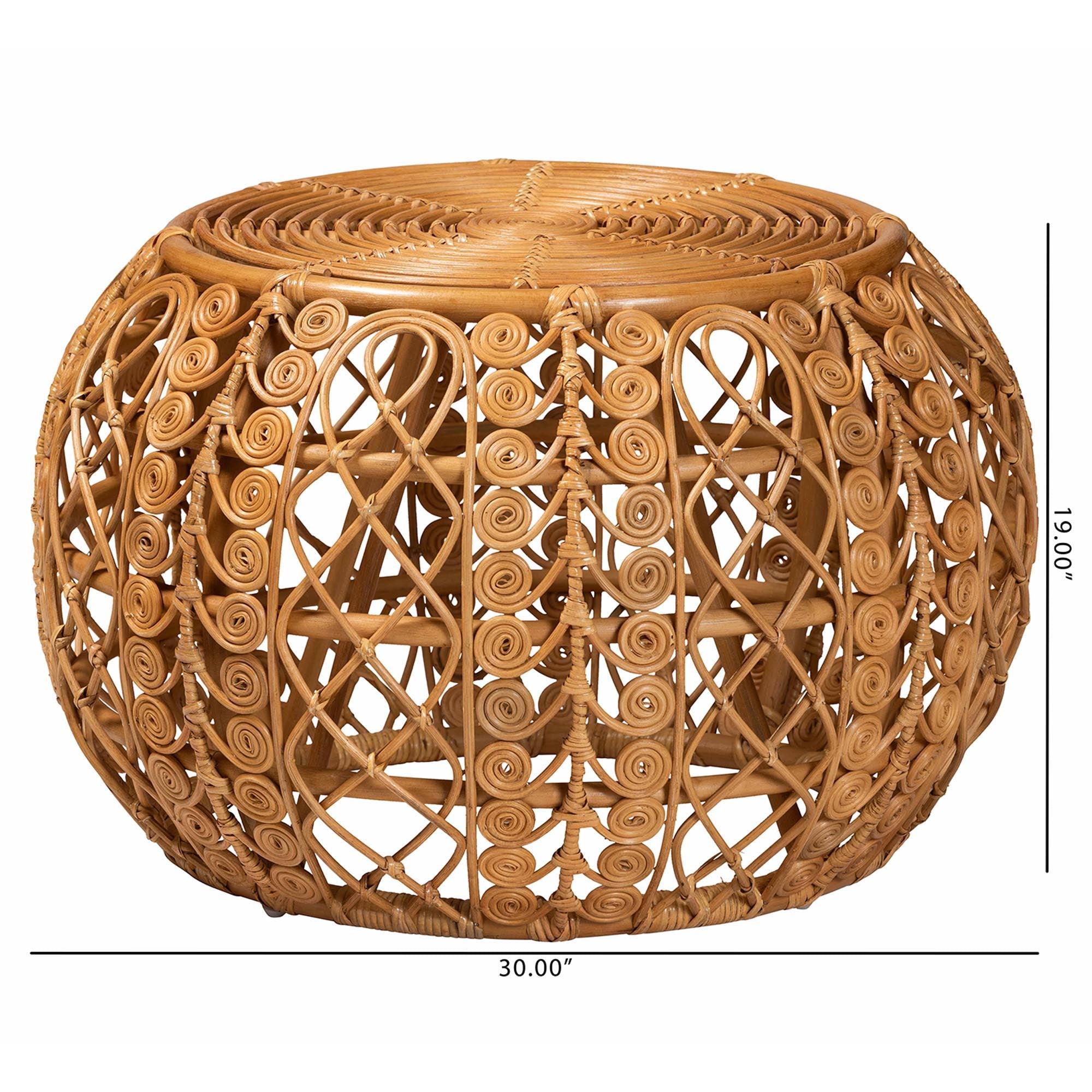 bali & pari Tiramisu Modern Bohemian Rattan Coffee Table