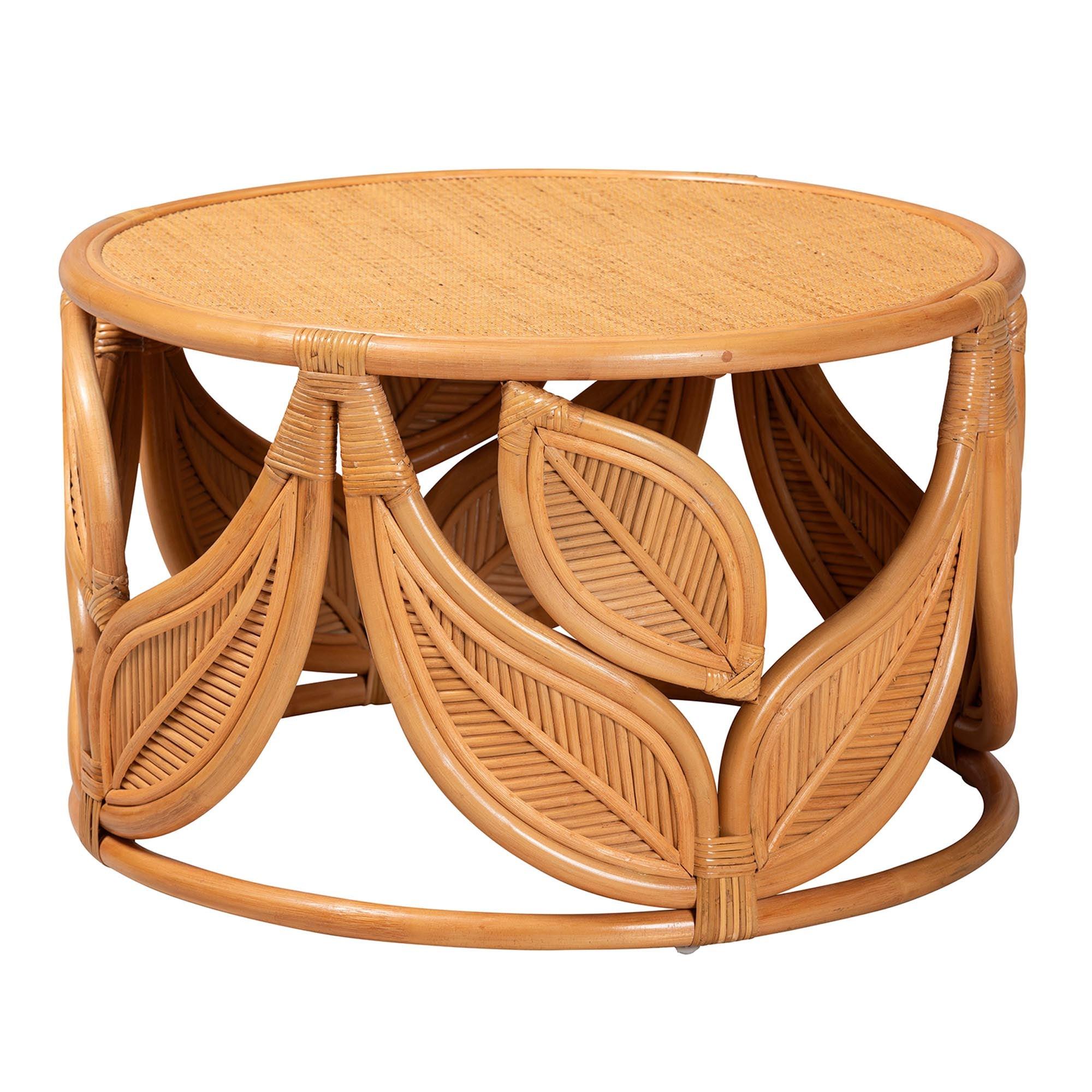 bali & pari Raflesia Modern Bohemian Rattan Coffee Table