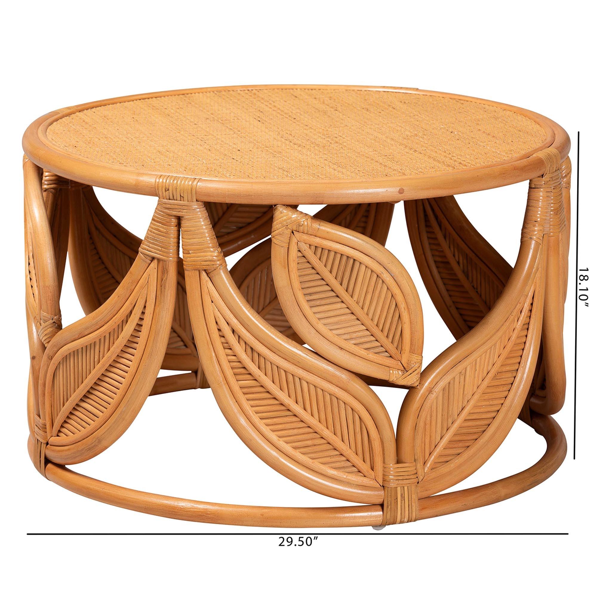 bali & pari Raflesia Modern Bohemian Rattan Coffee Table