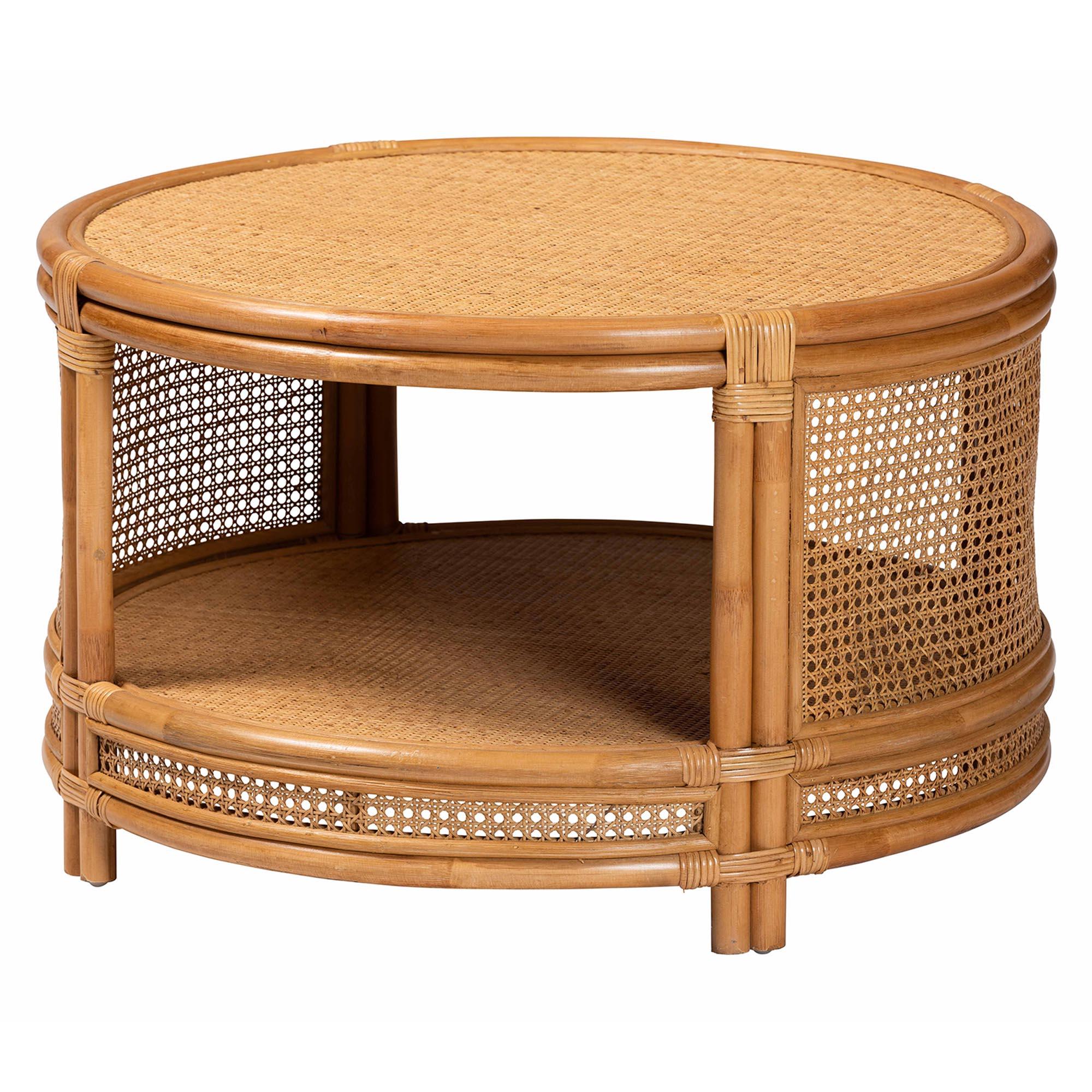 bali & pari Louis Modern Bohemian Rattan Coffee Table