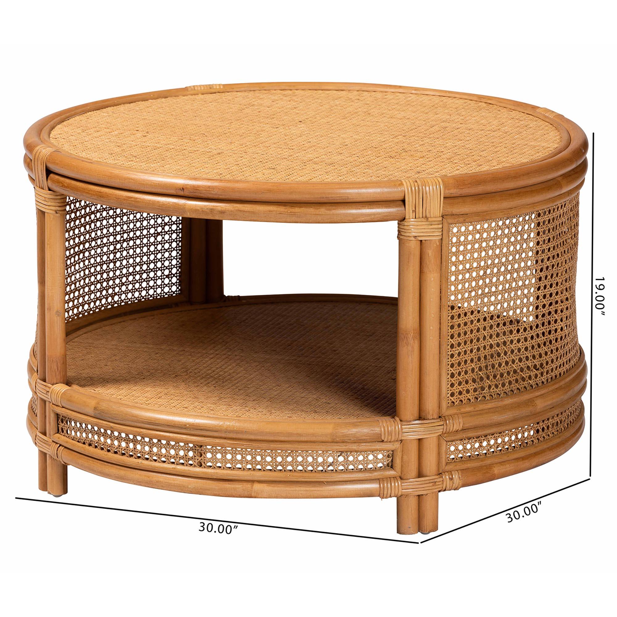 bali & pari Louis Modern Bohemian Rattan Coffee Table