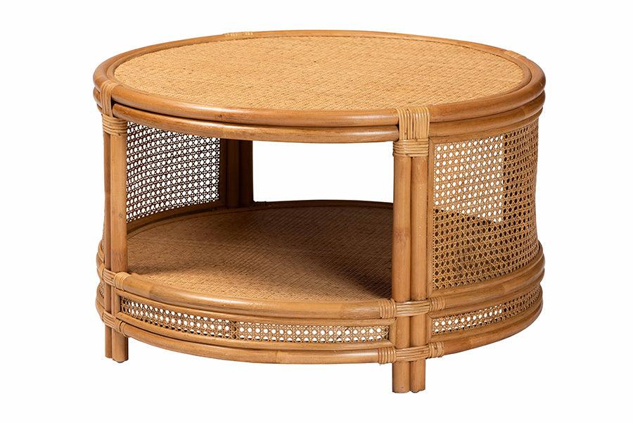 bali & pari Louis Modern Bohemian Rattan Coffee Table