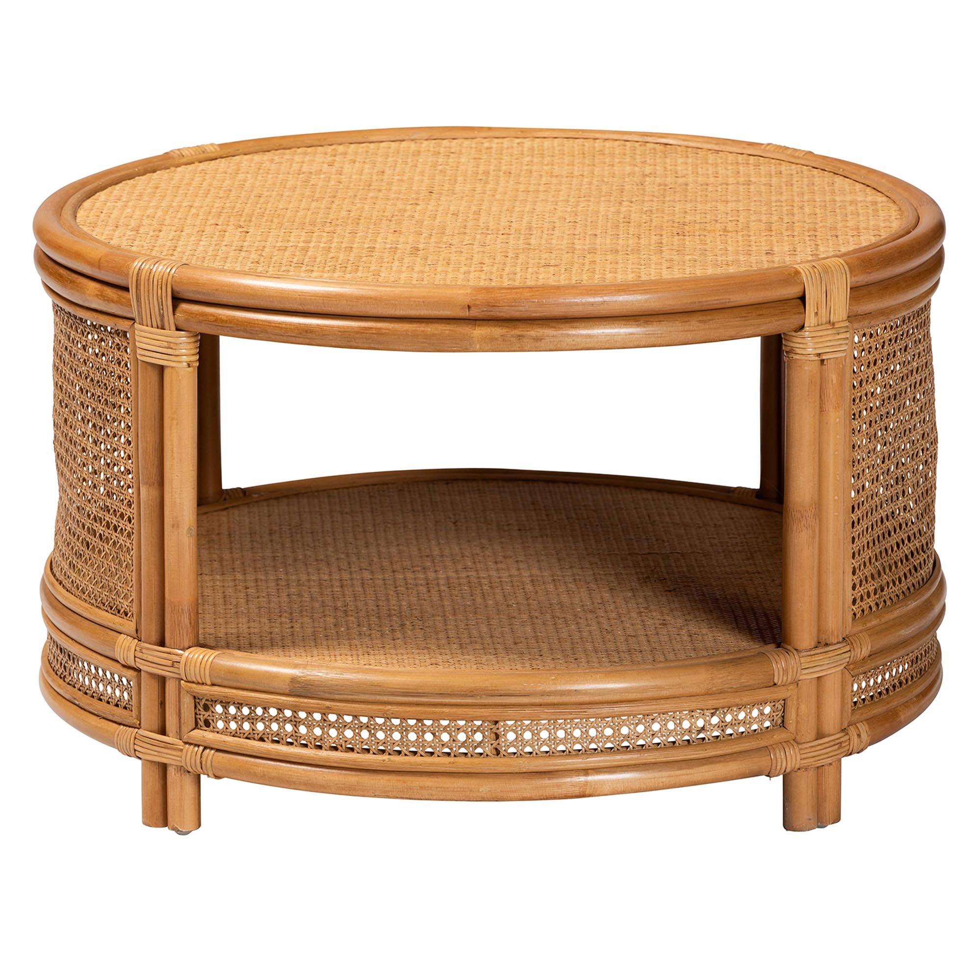 bali & pari Louis Modern Bohemian Rattan Coffee Table