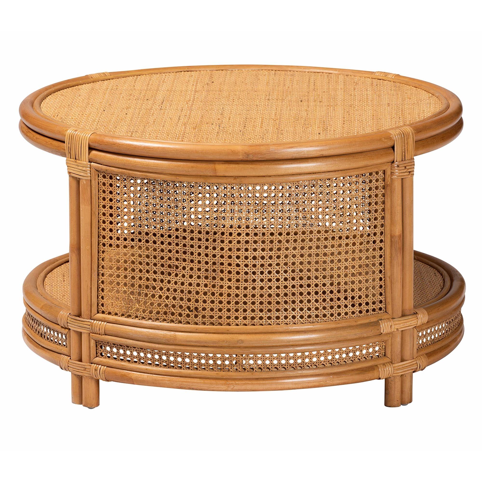 bali & pari Louis Modern Bohemian Rattan Coffee Table