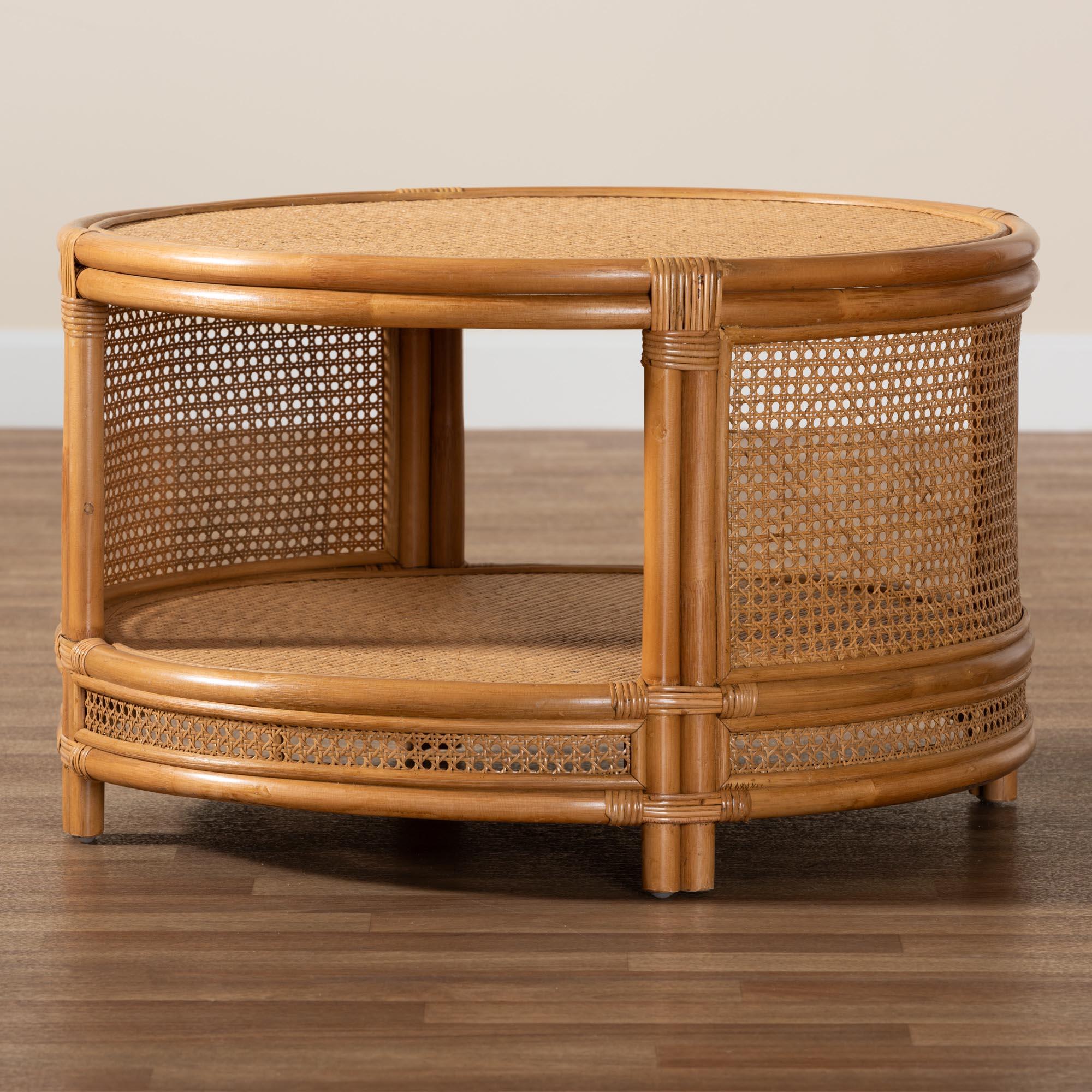 bali & pari Louis Modern Bohemian Rattan Coffee Table