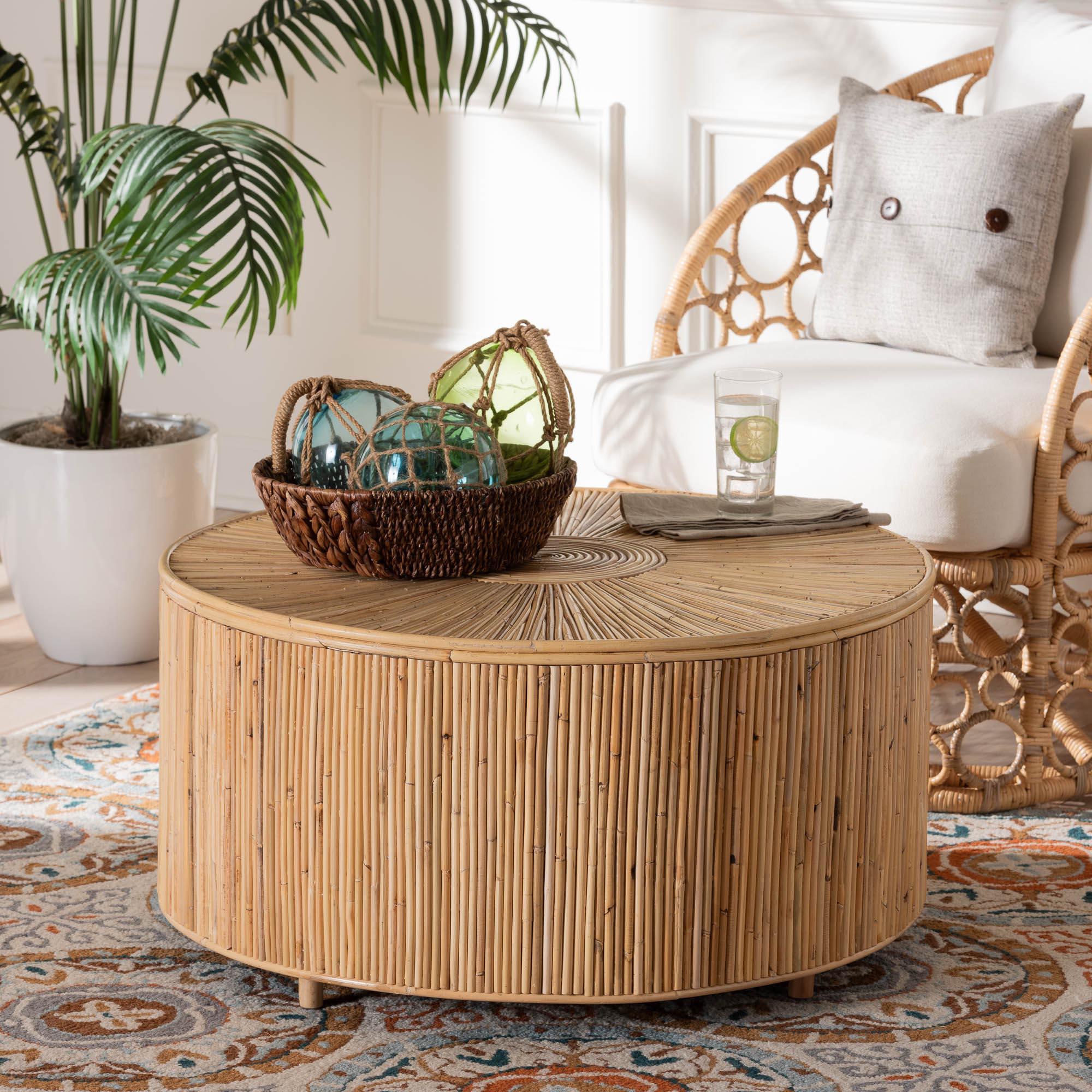 bali & pari Miami Bohemian Light Honey Rattan Coffee Table