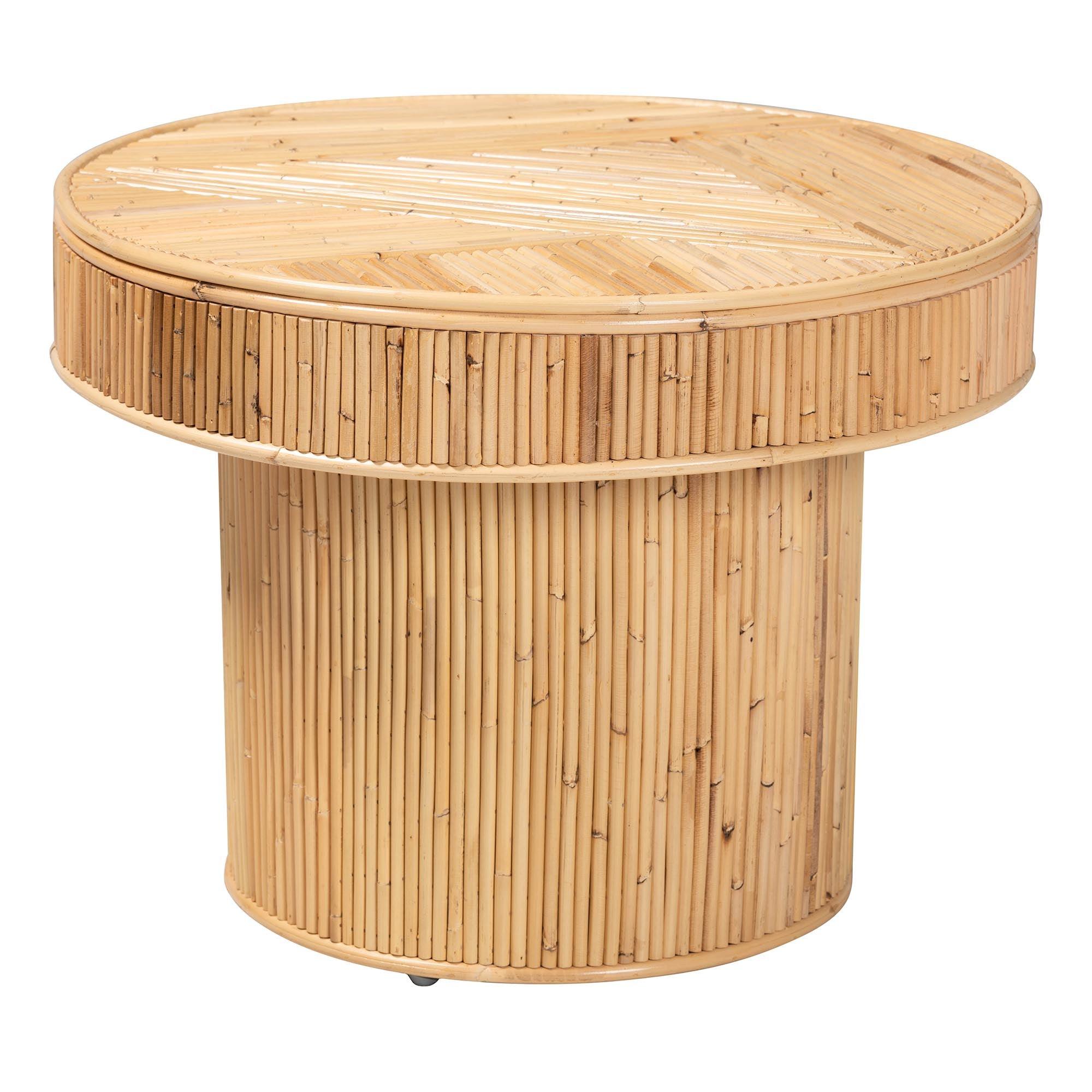 bali & pari Iryna Modern Bohemian Rattan End Table