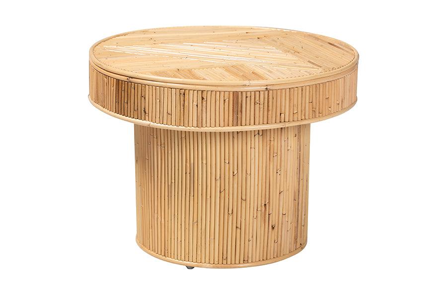 bali & pari Iryna Modern Bohemian Rattan End Table