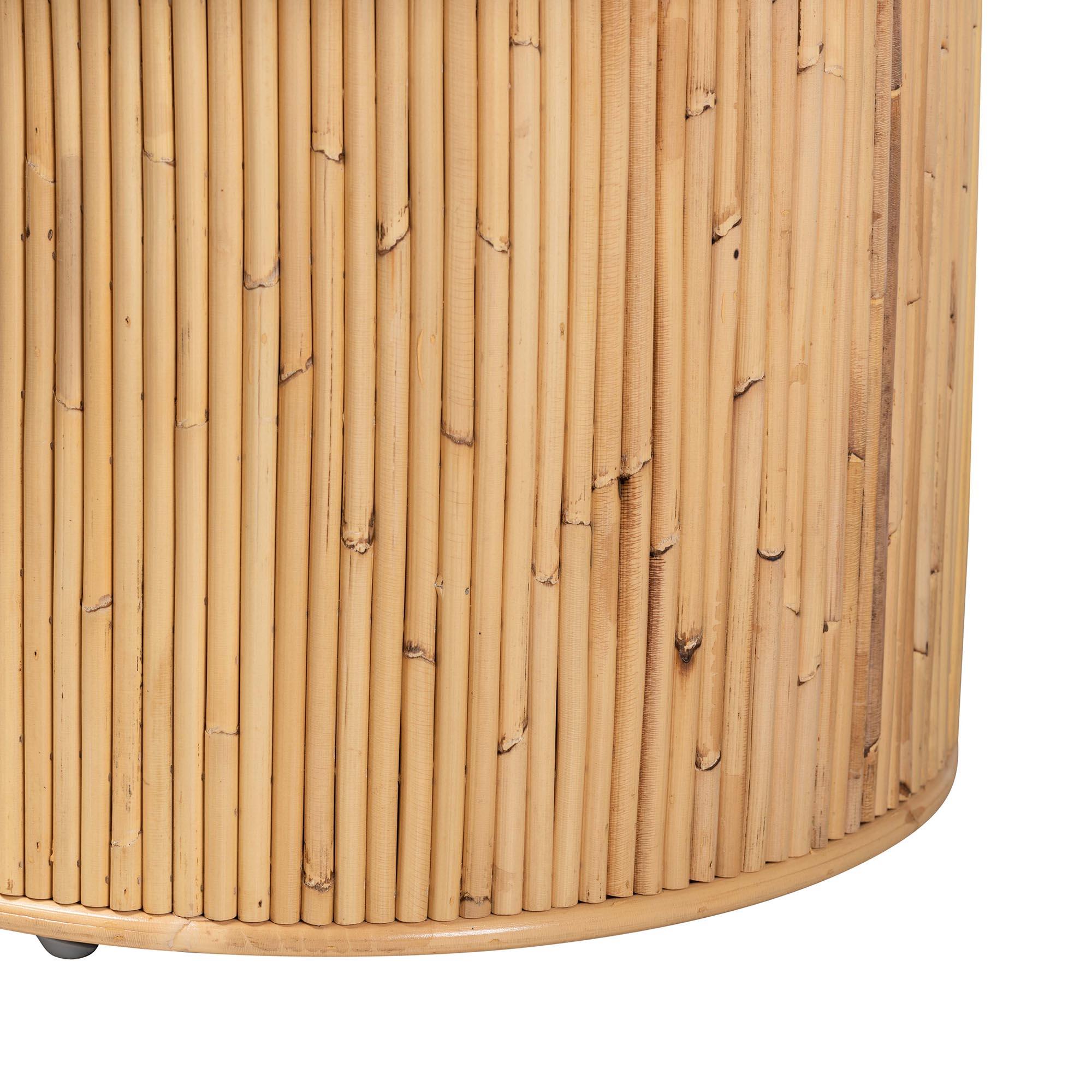 bali & pari Iryna Modern Bohemian Rattan End Table