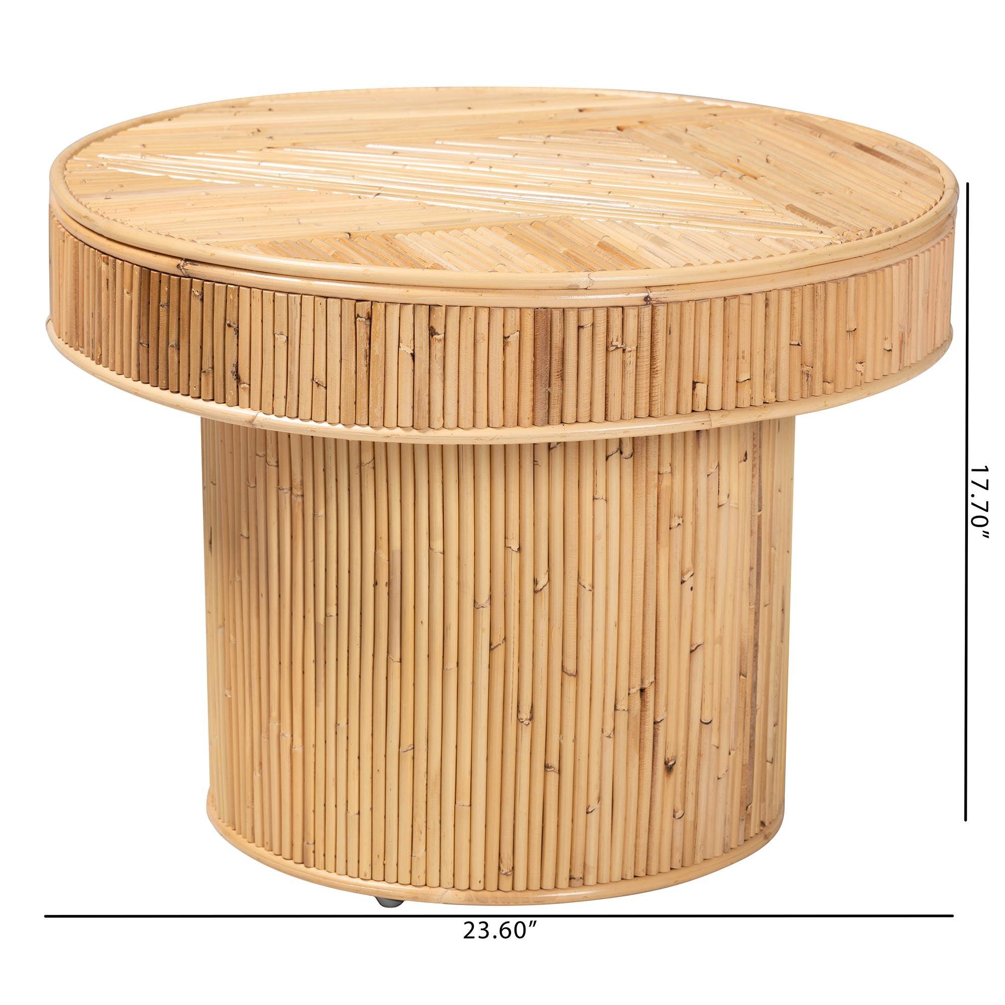 bali & pari Iryna Modern Bohemian Rattan End Table