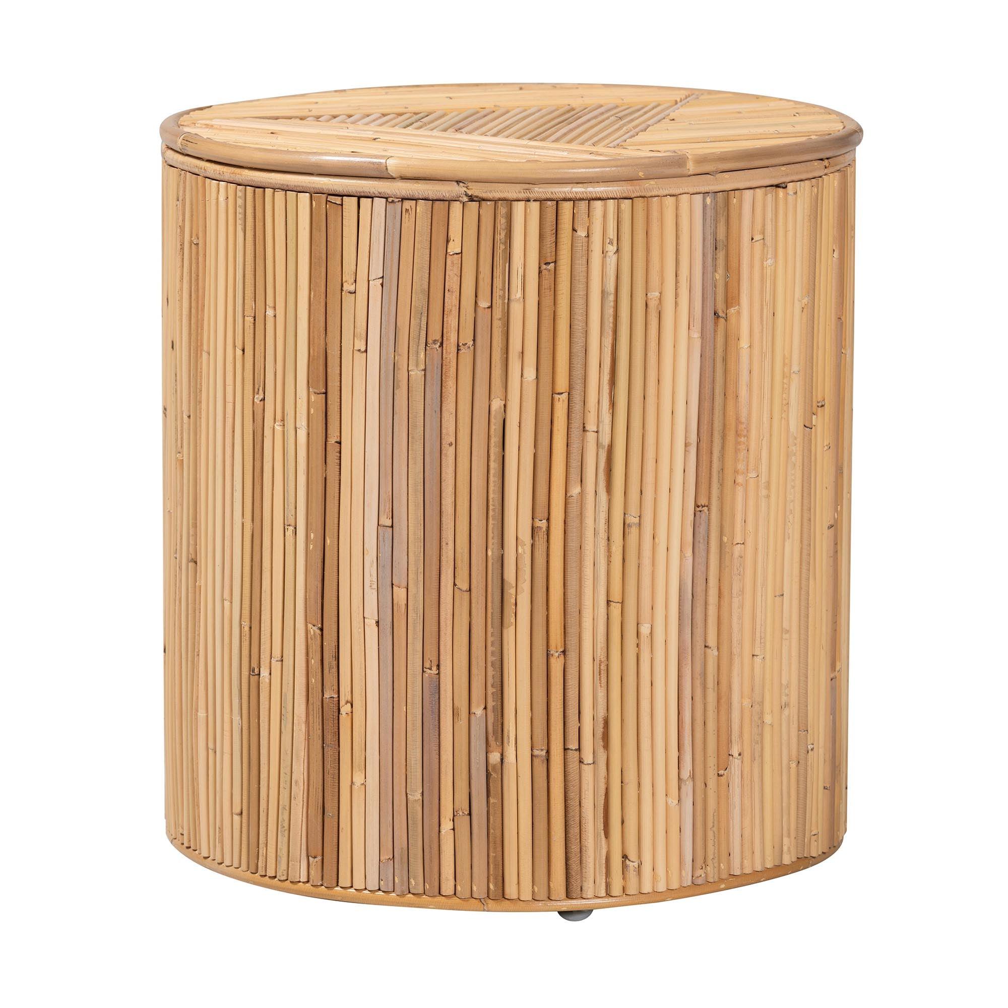 bali & pari Milagra Modern Bohemian Rattan End Table