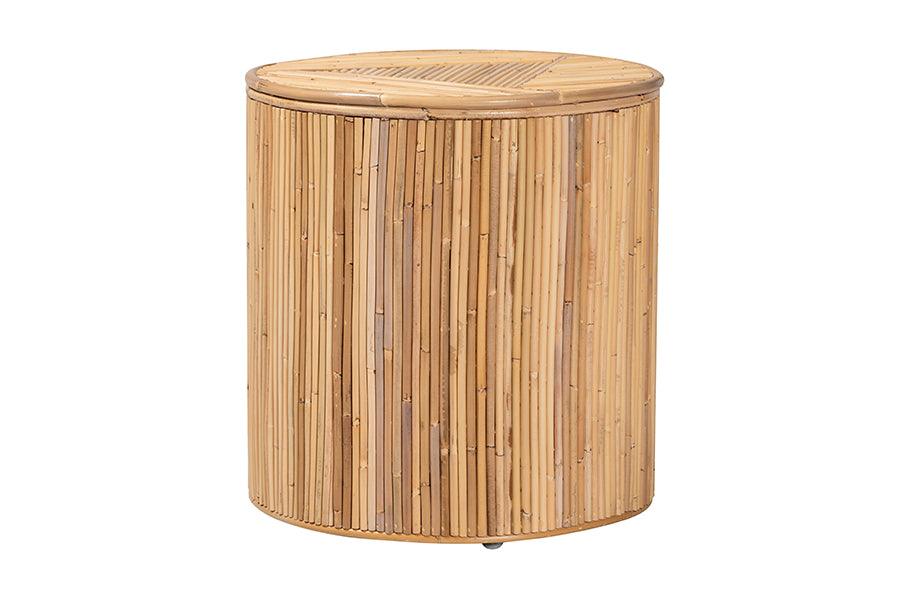 bali & pari Milagra Modern Bohemian Rattan End Table