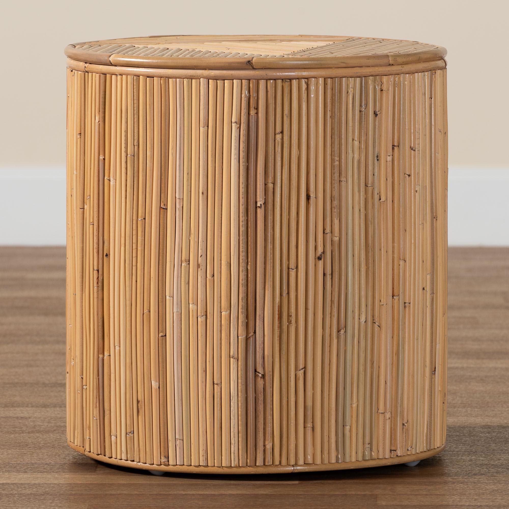 bali & pari Milagra Modern Bohemian Rattan End Table