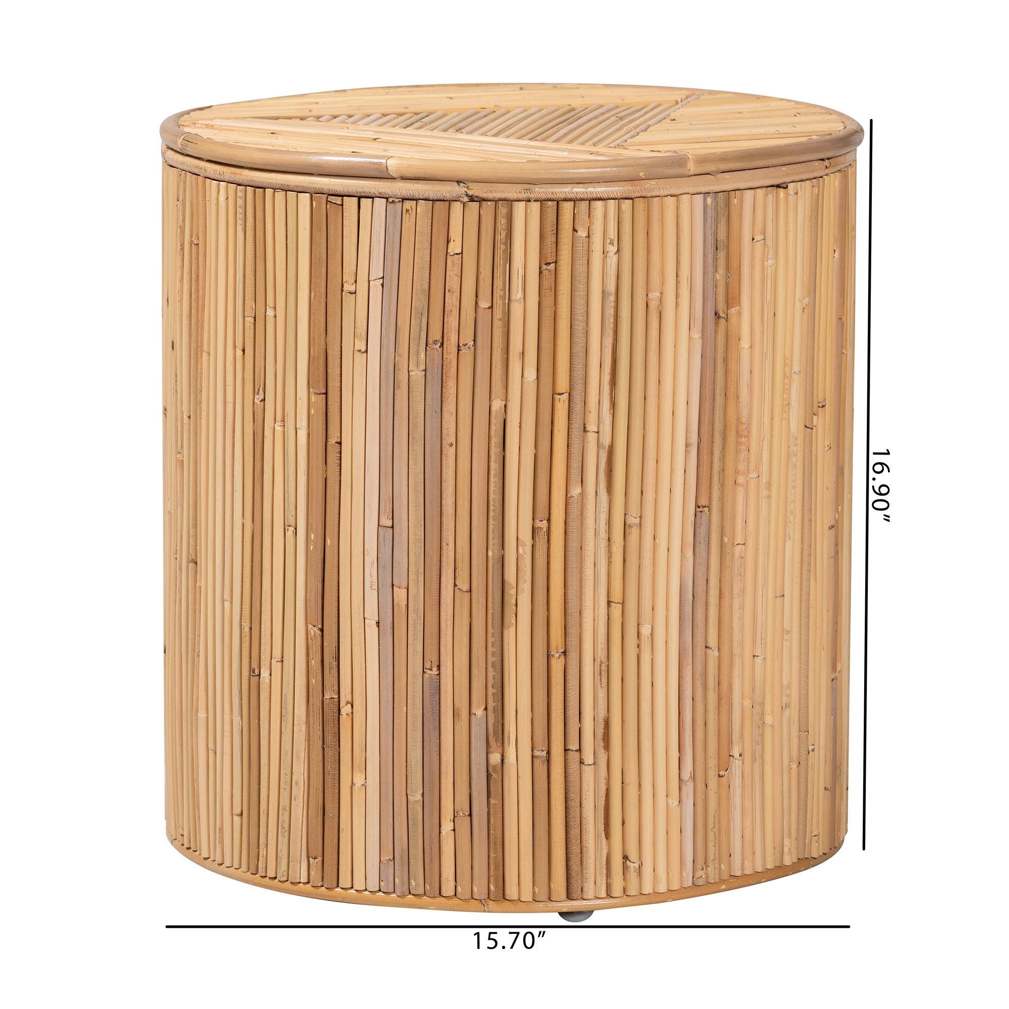 bali & pari Milagra Modern Bohemian Rattan End Table