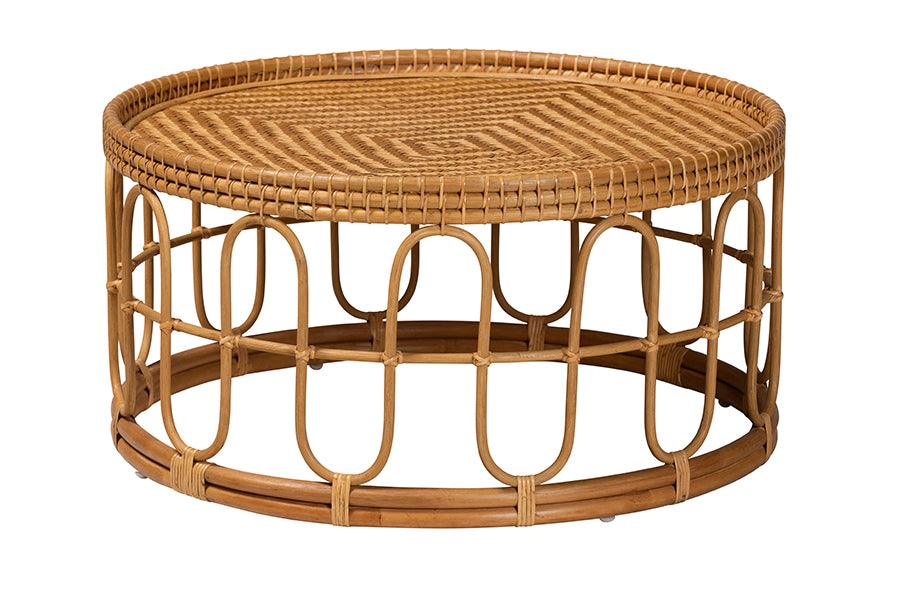 bali & pari Phoenix Modern Bohemian Light Honey Rattan Coffee Table