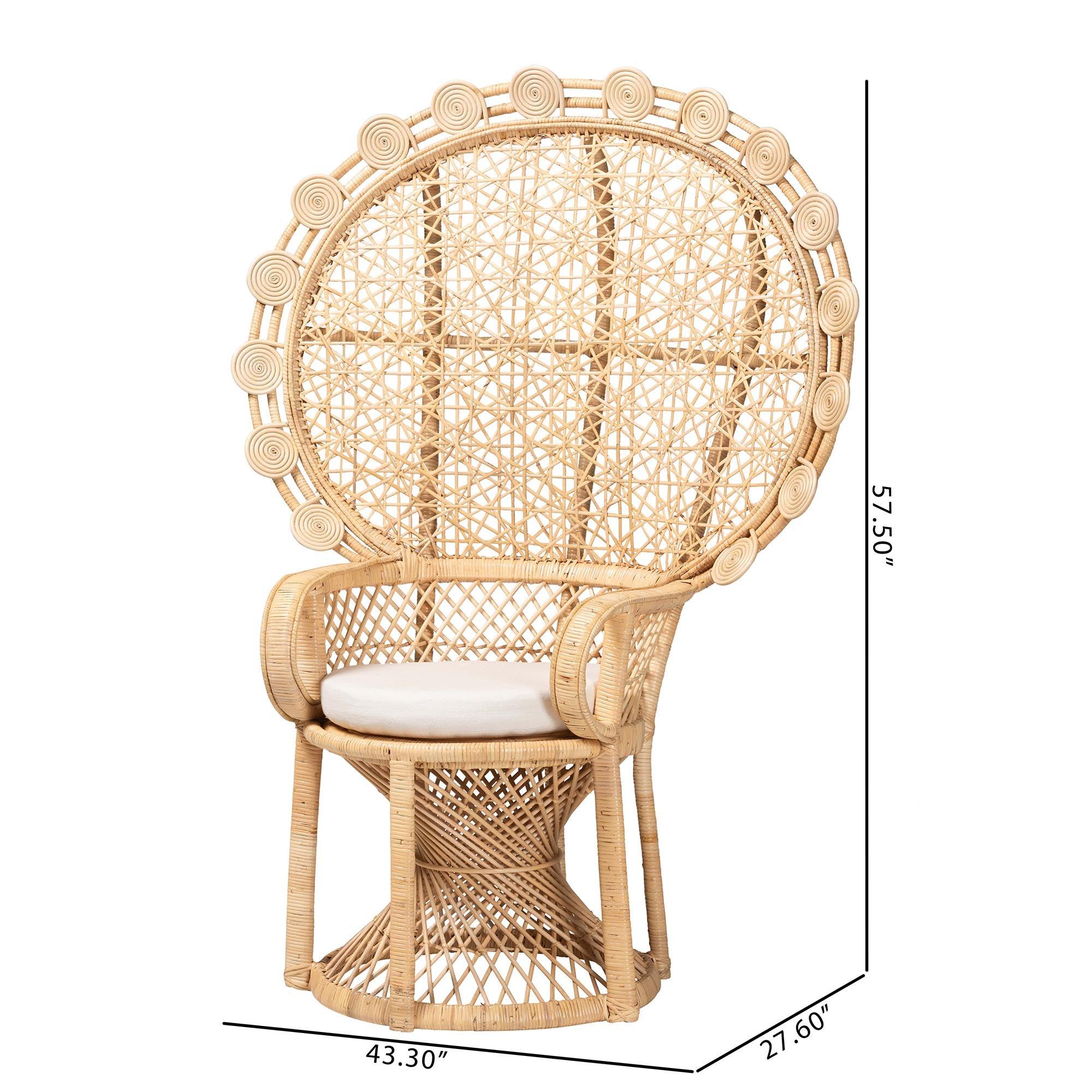 bali & pari Hecate Modern Bohemian Rattan Peacock Chair