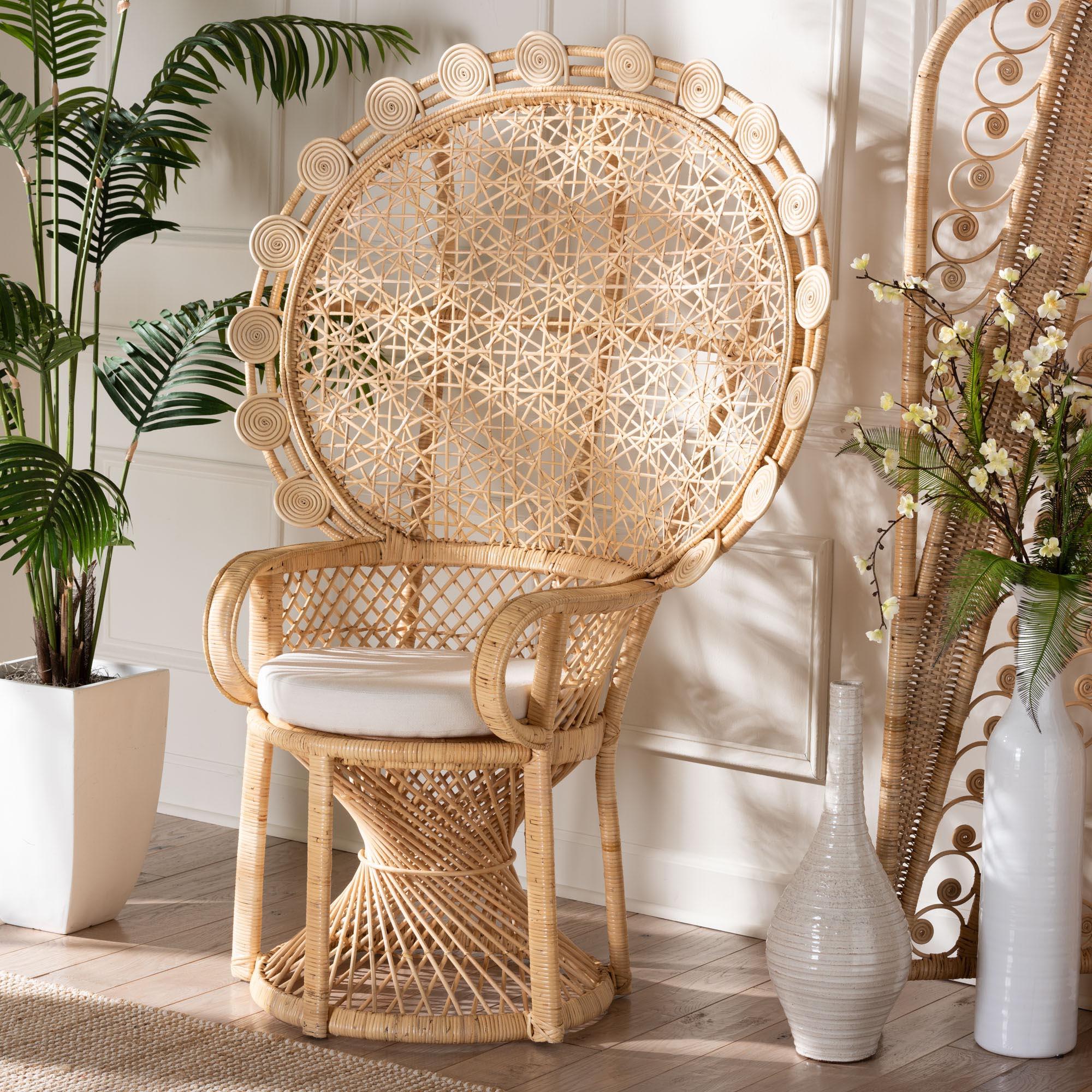 bali & pari Hecate Modern Bohemian Rattan Peacock Chair