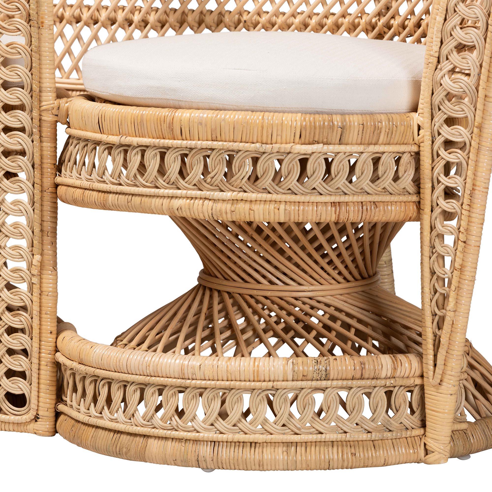 bali & pari Nerita Modern Bohemian Rattan Two-Seater Peacock Chair