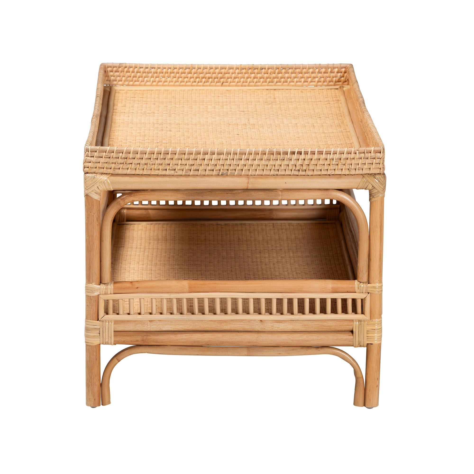 bali & pari Lombok Modern Bohemian Rattan Coffee Table