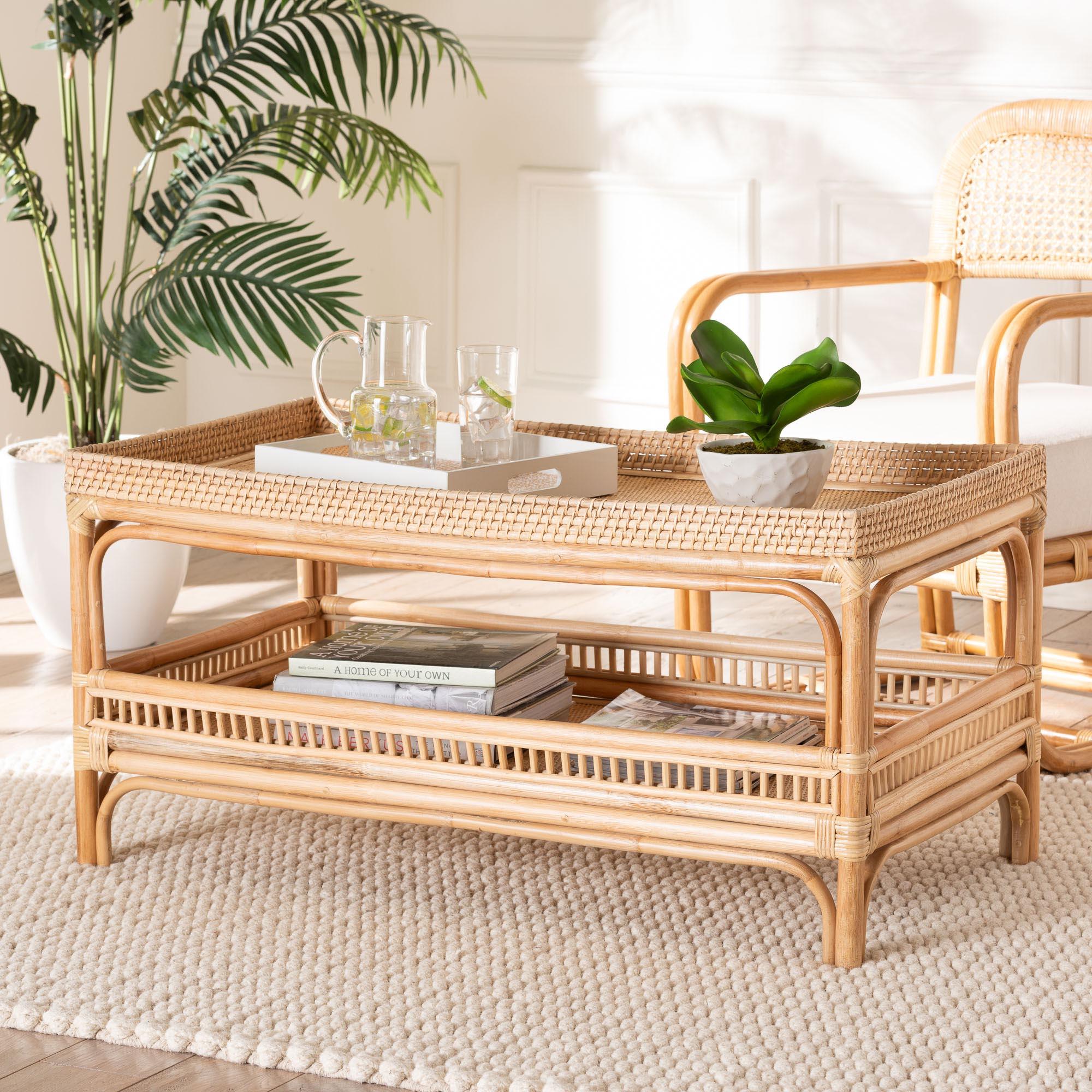 bali & pari Lombok Modern Bohemian Rattan Coffee Table