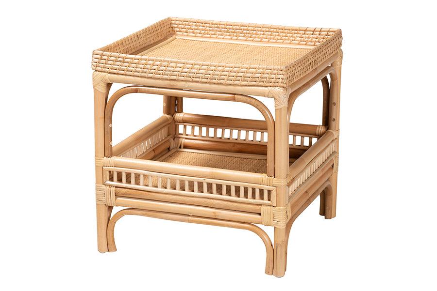 bali & pari Lombok Modern Bohemian Rattan End Table