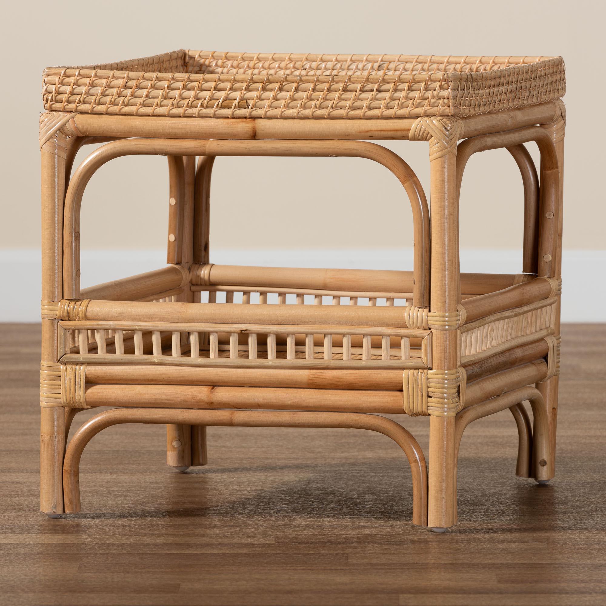 bali & pari Lombok Modern Bohemian Rattan End Table