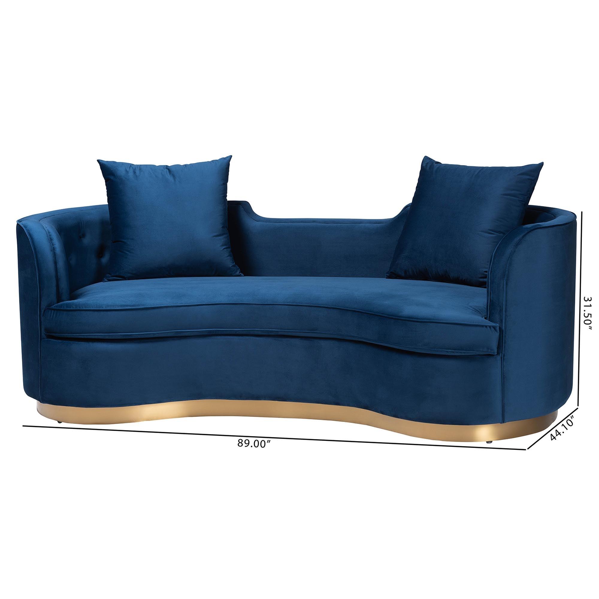 Deserae Glam and Luxe Velvet and Brushed Metal Sofa